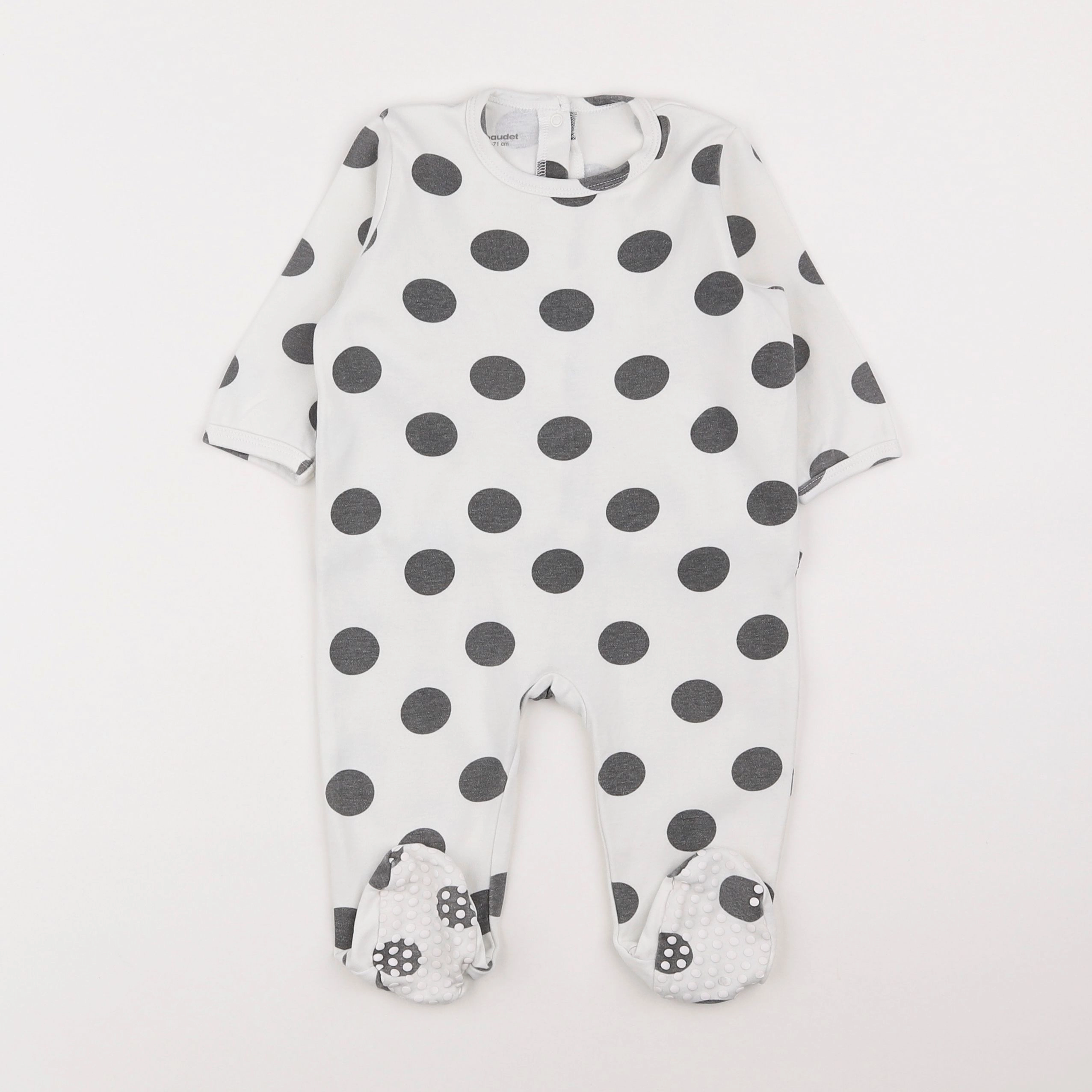 Vertbaudet - pyjama coton blanc, gris - 9 mois