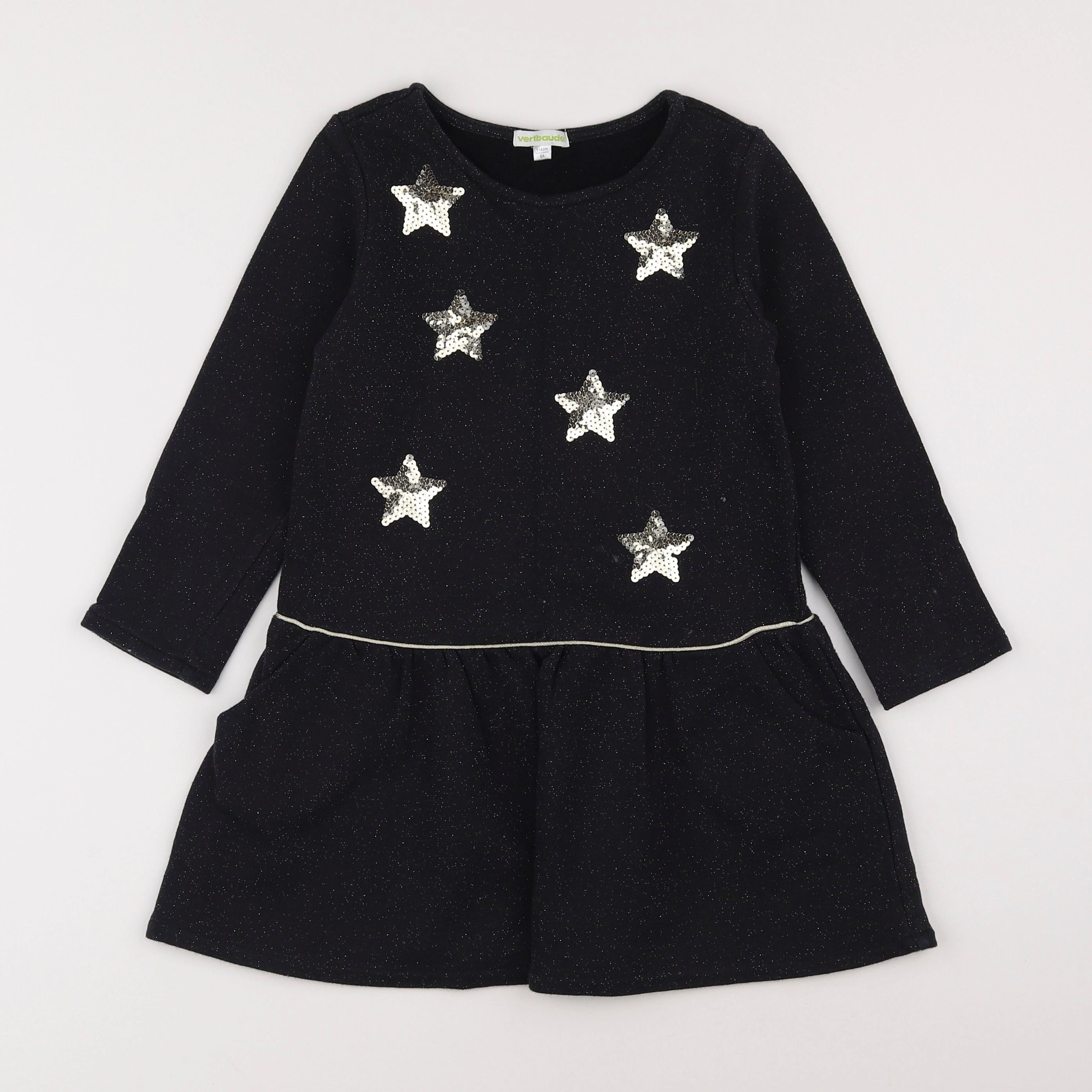 Vertbaudet - robe noir, or - 6 ans