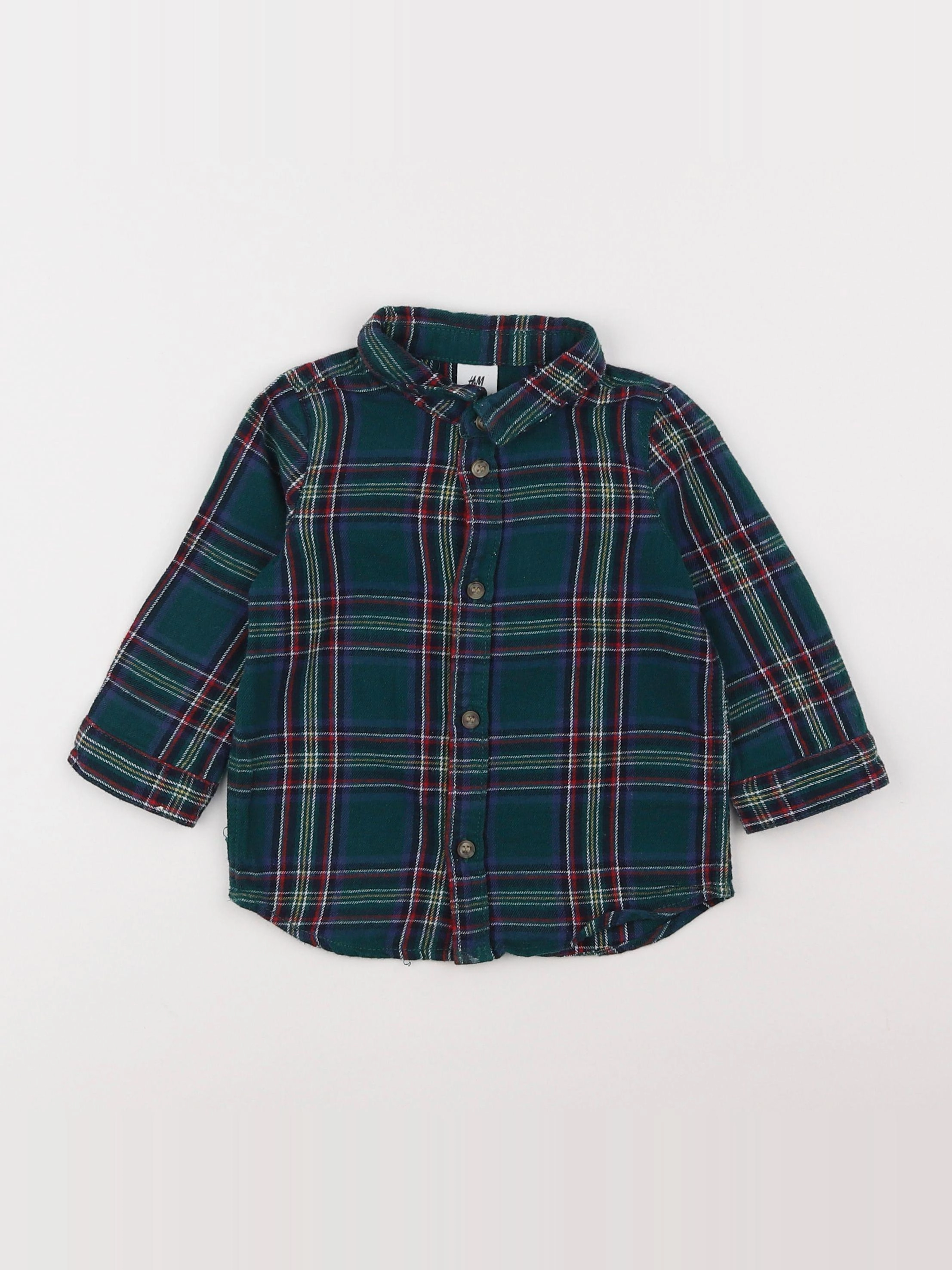 H&M - chemise vert - 9/12 mois