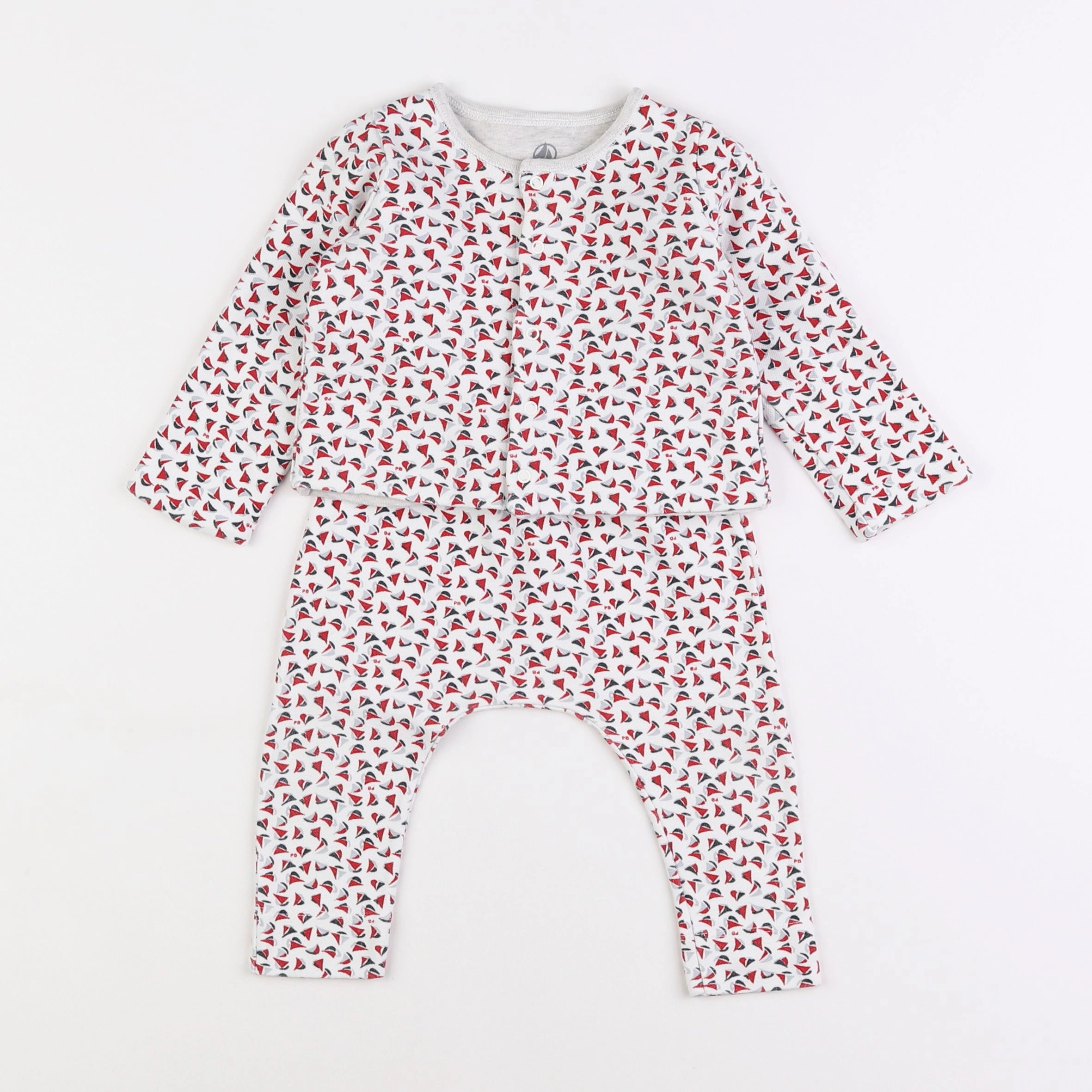 Petit Bateau - ensemble rouge - 12 mois