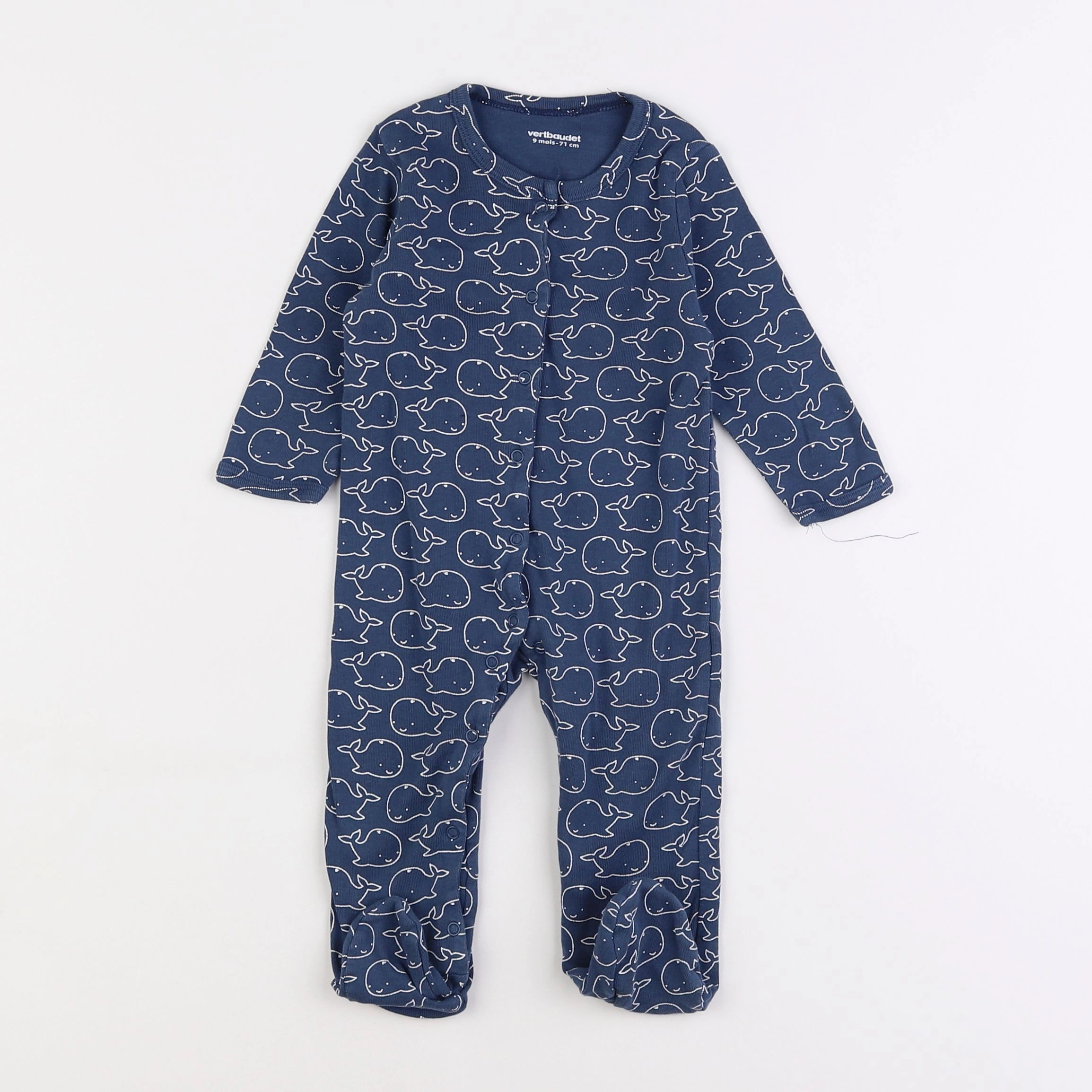 Vertbaudet - pyjama coton bleu - 9 mois