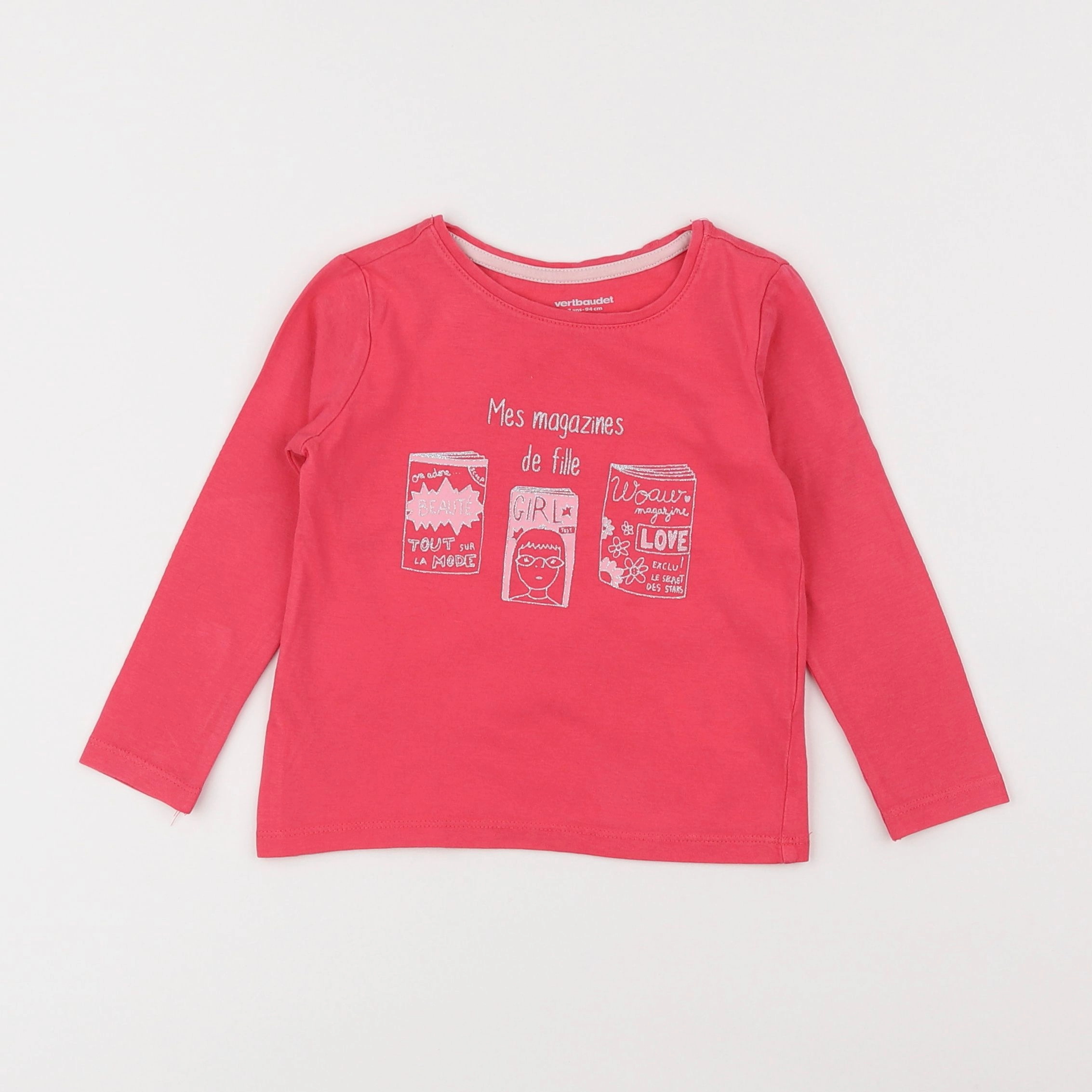 Vertbaudet - tee-shirt rose - 3 ans