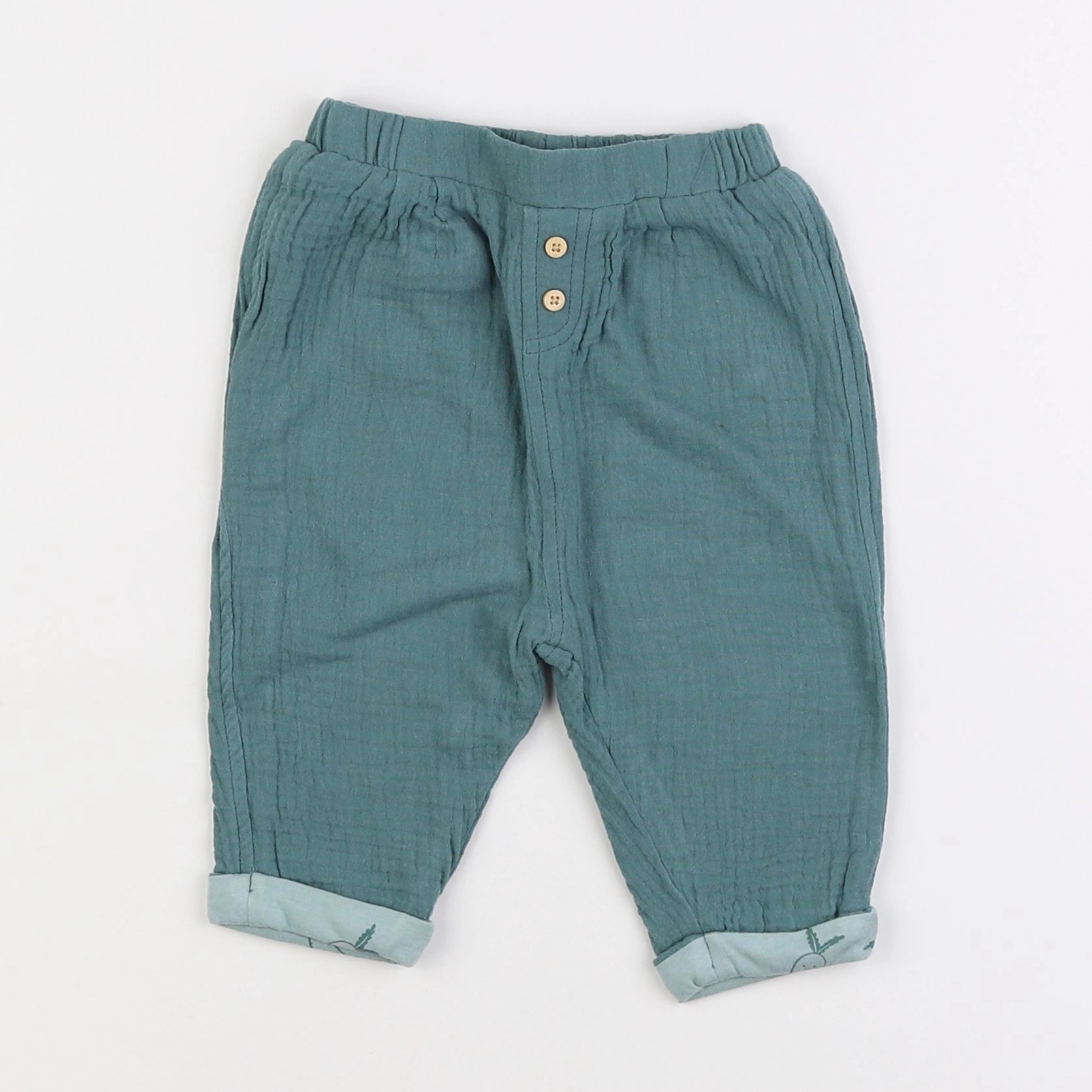 Vertbaudet - pantalon doublé bleu - 6 mois