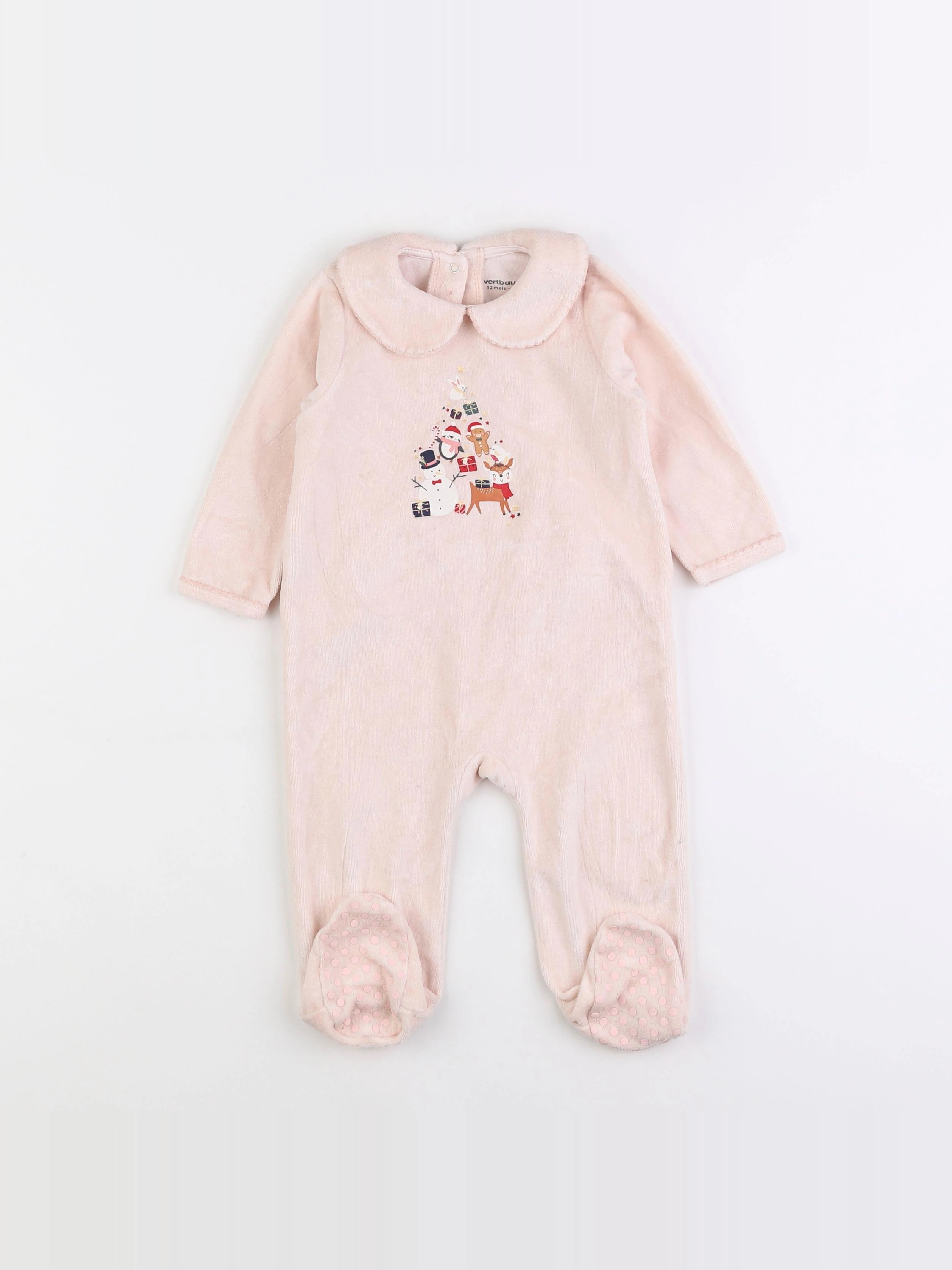 Vertbaudet - pyjama velours rose - 12 mois