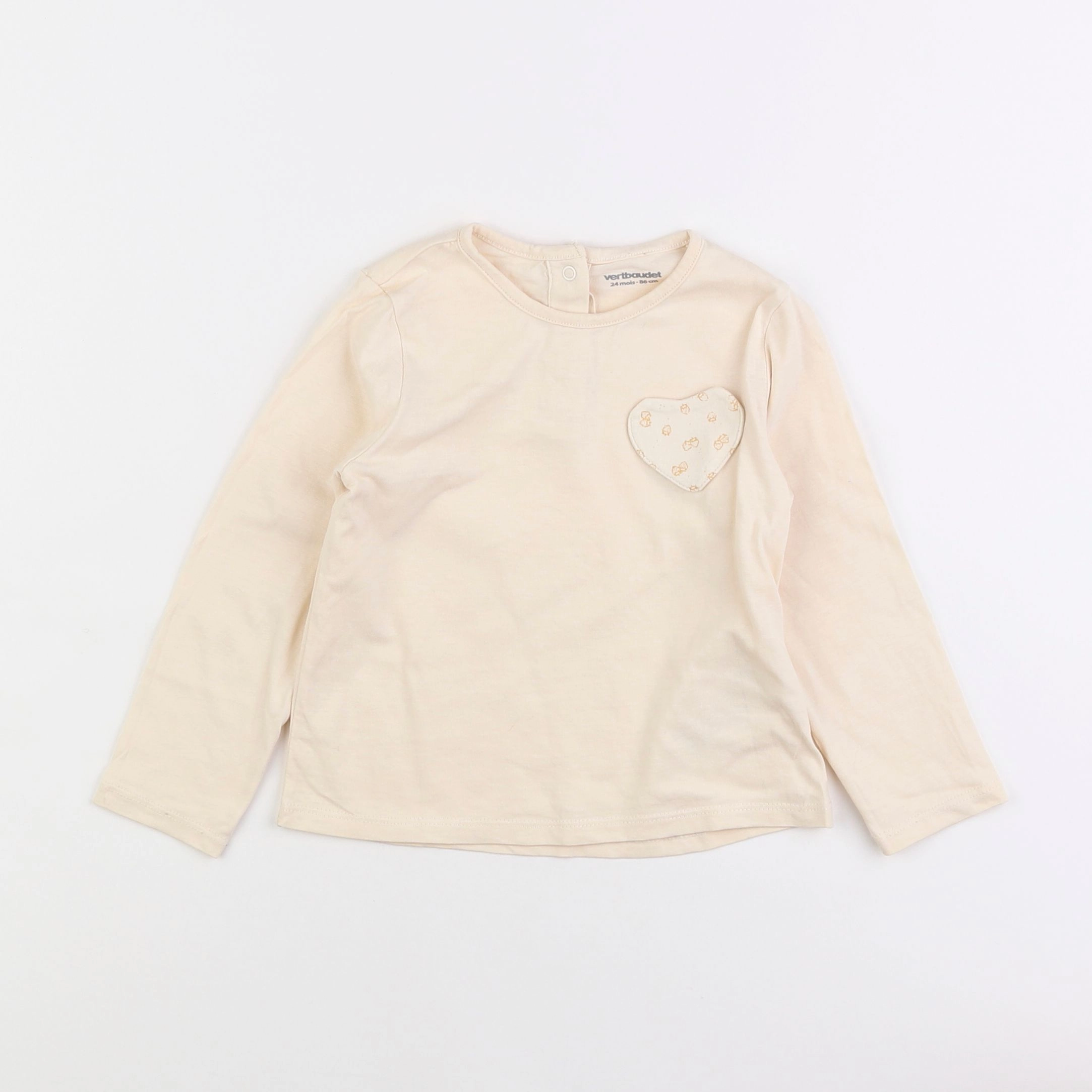 Vertbaudet - tee-shirt beige - 2 ans