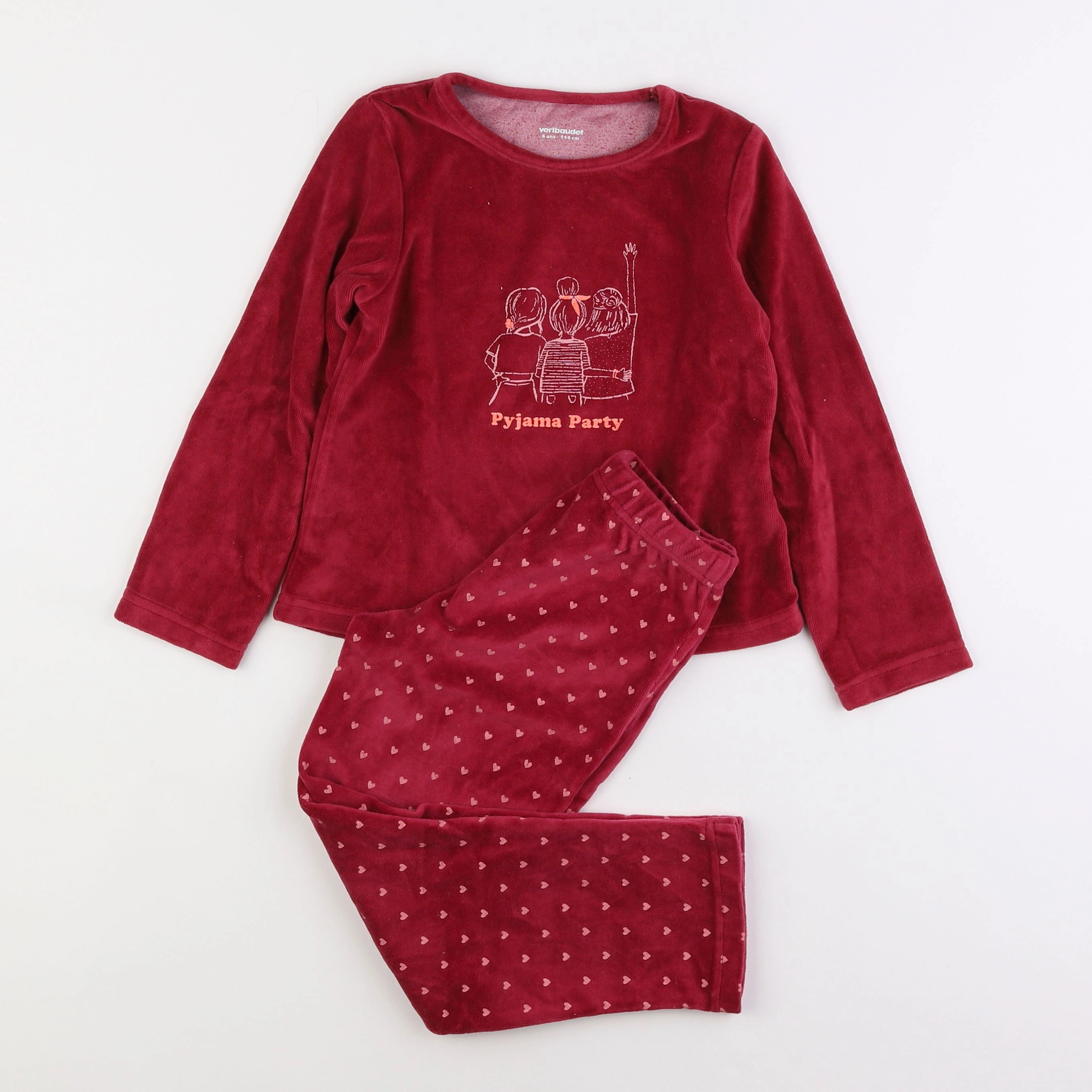 Vertbaudet - pyjama velours rouge - 6 ans