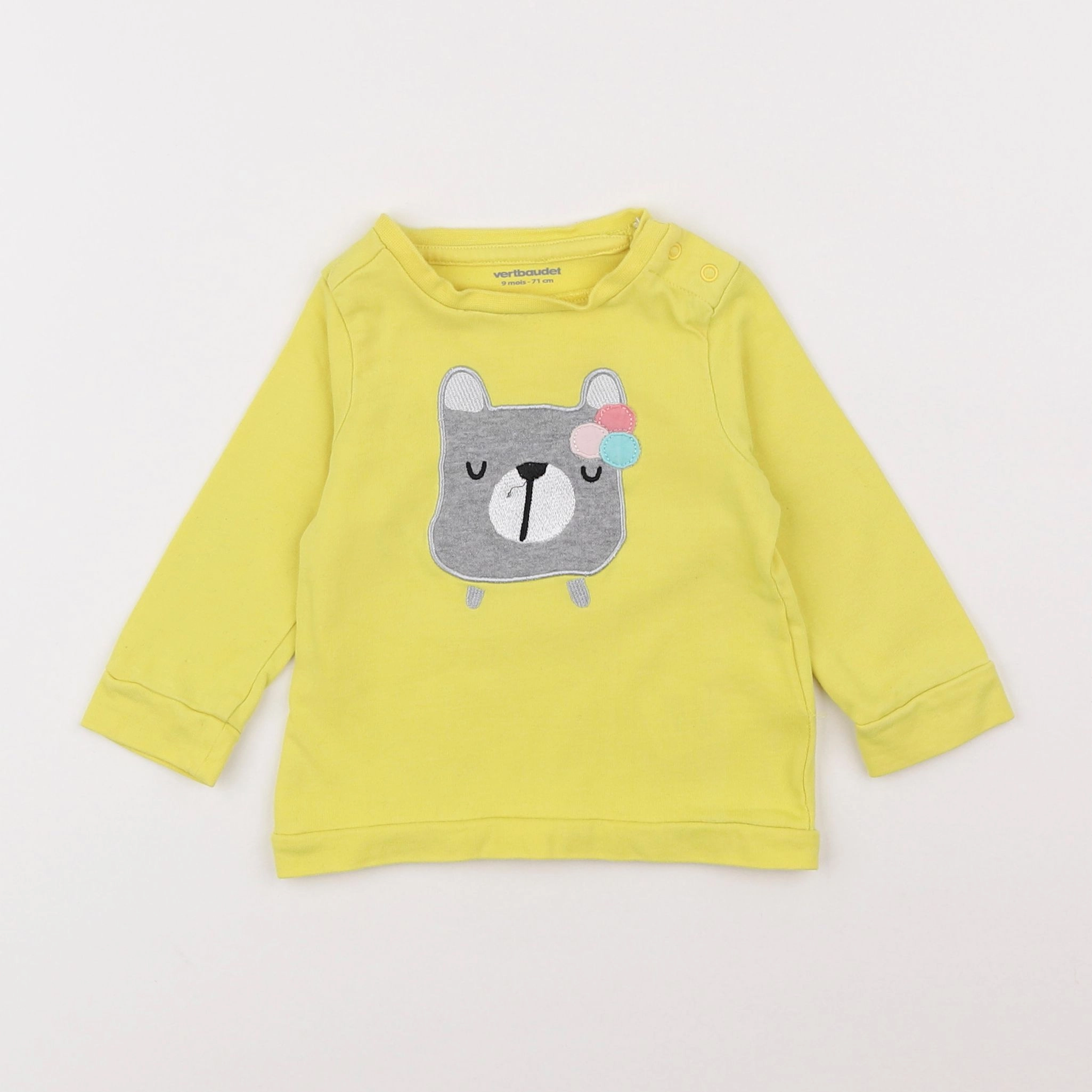 Vertbaudet - sweat jaune - 9 mois