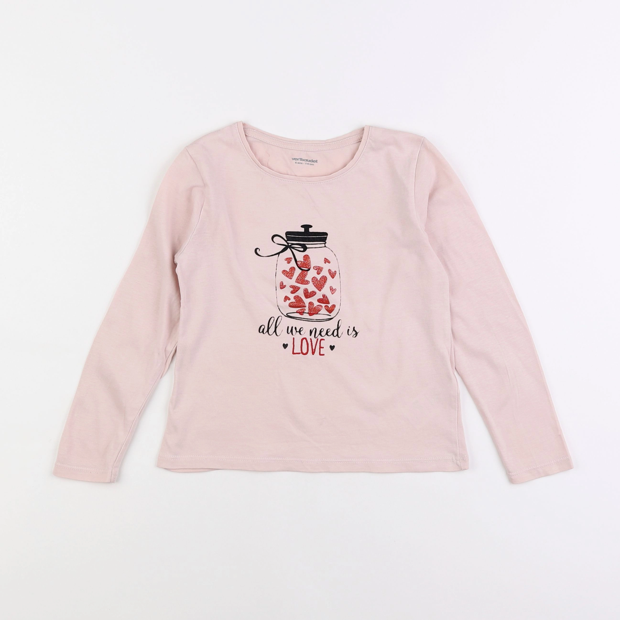 Vertbaudet - tee-shirt rose - 6 ans