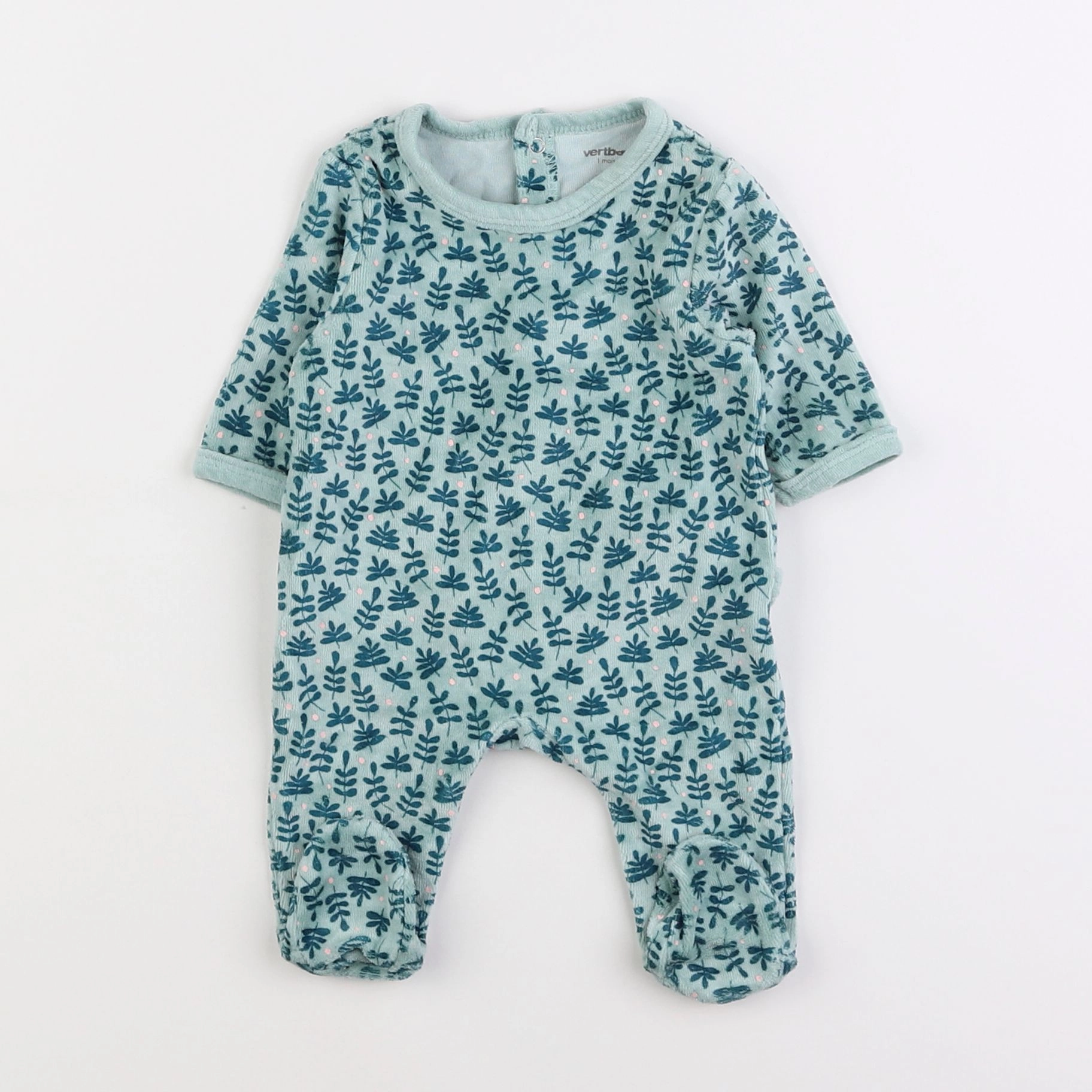 Vertbaudet - pyjama velours vert - 1 mois