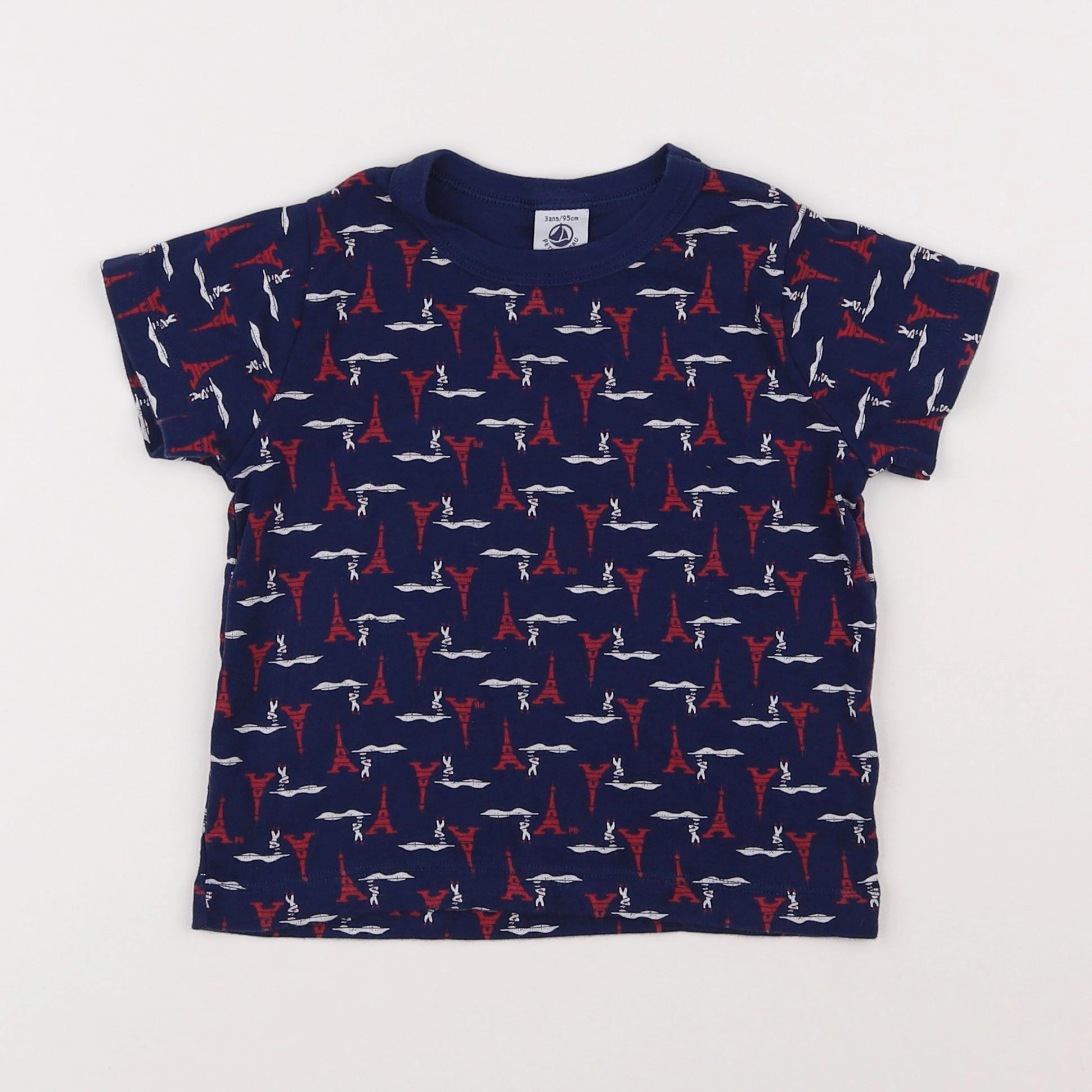 Petit Bateau - maillot de corps bleu, rouge - 3 ans