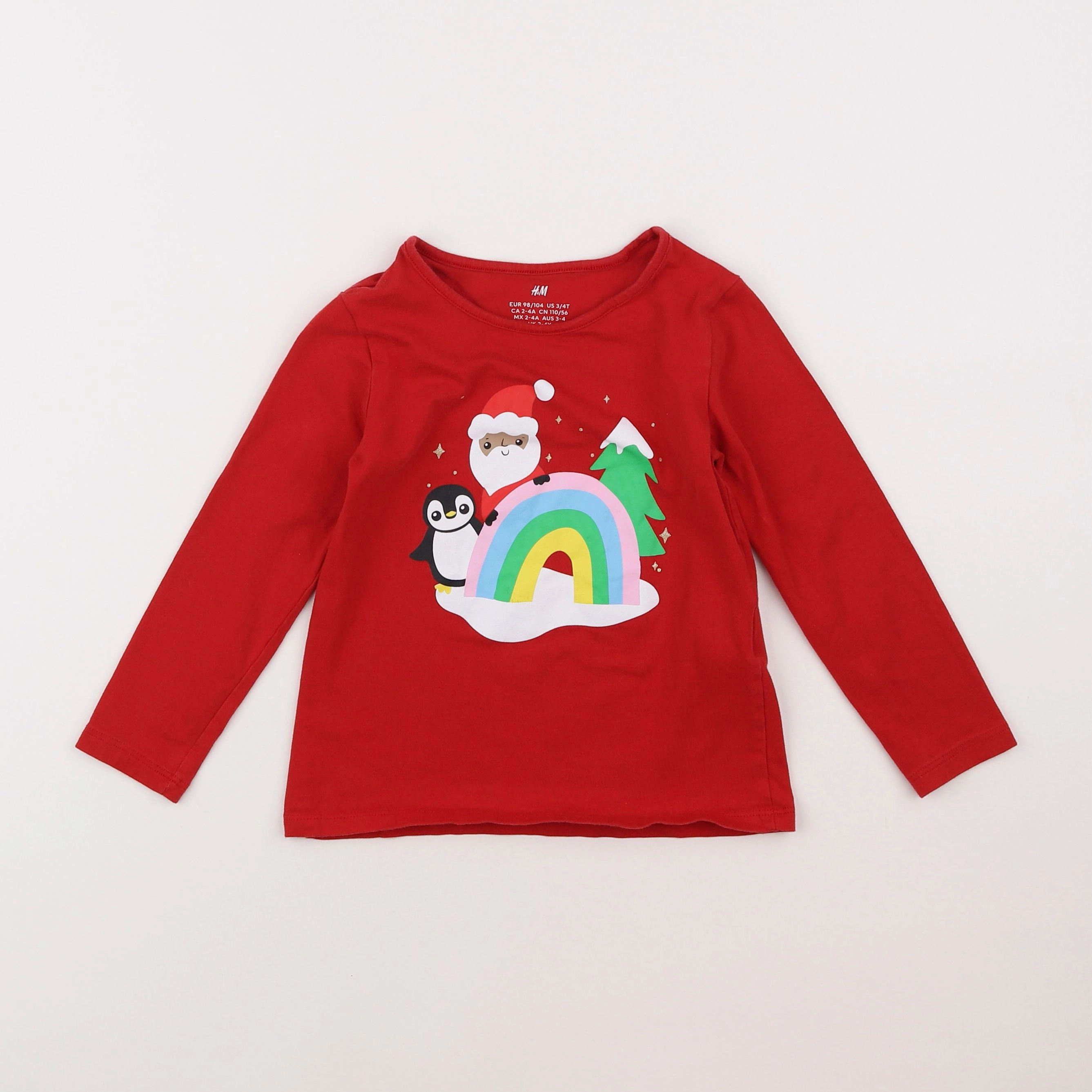 H&M - tee-shirt rouge - 2/4 ans