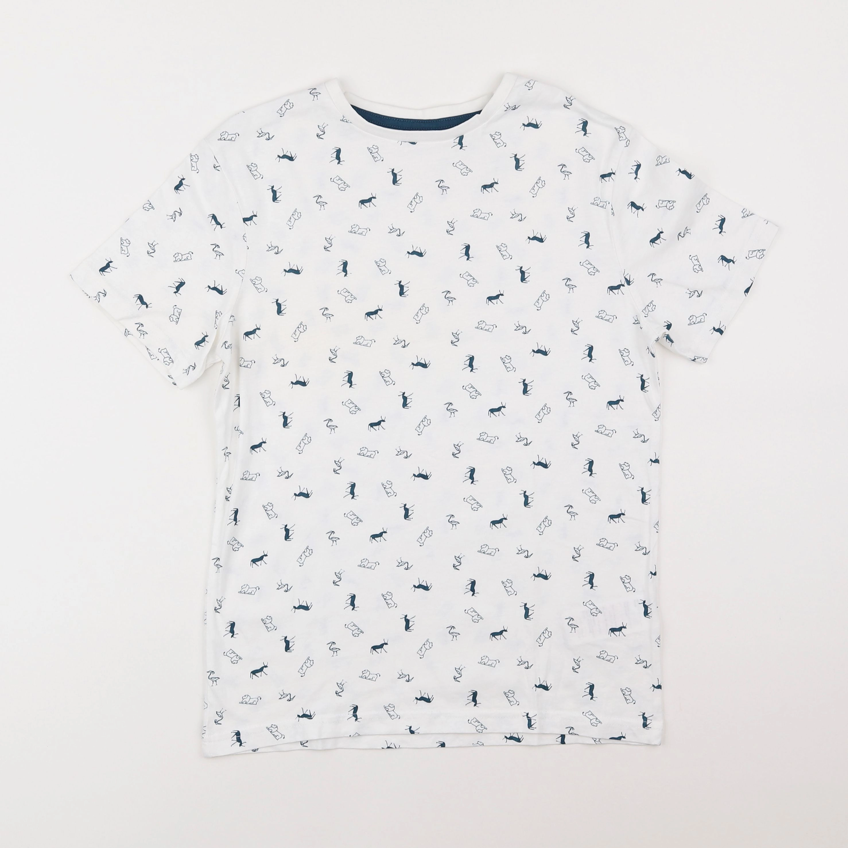 Vertbaudet - tee-shirt blanc, bleu - 12 ans