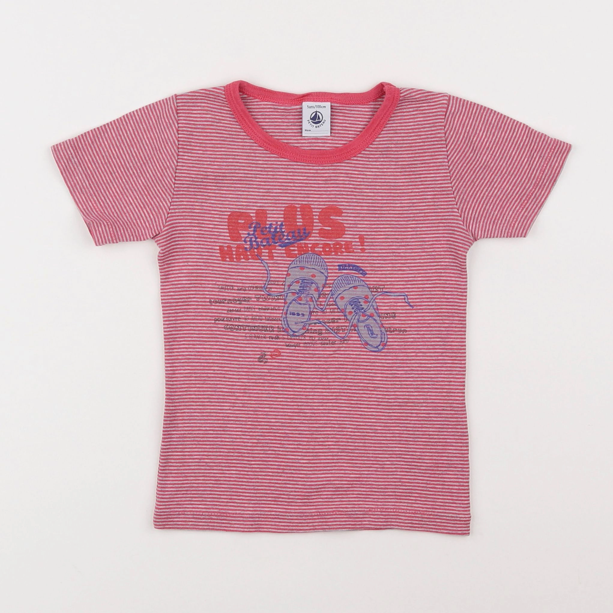 Petit Bateau - maillot de corps rose, gris - 5 ans