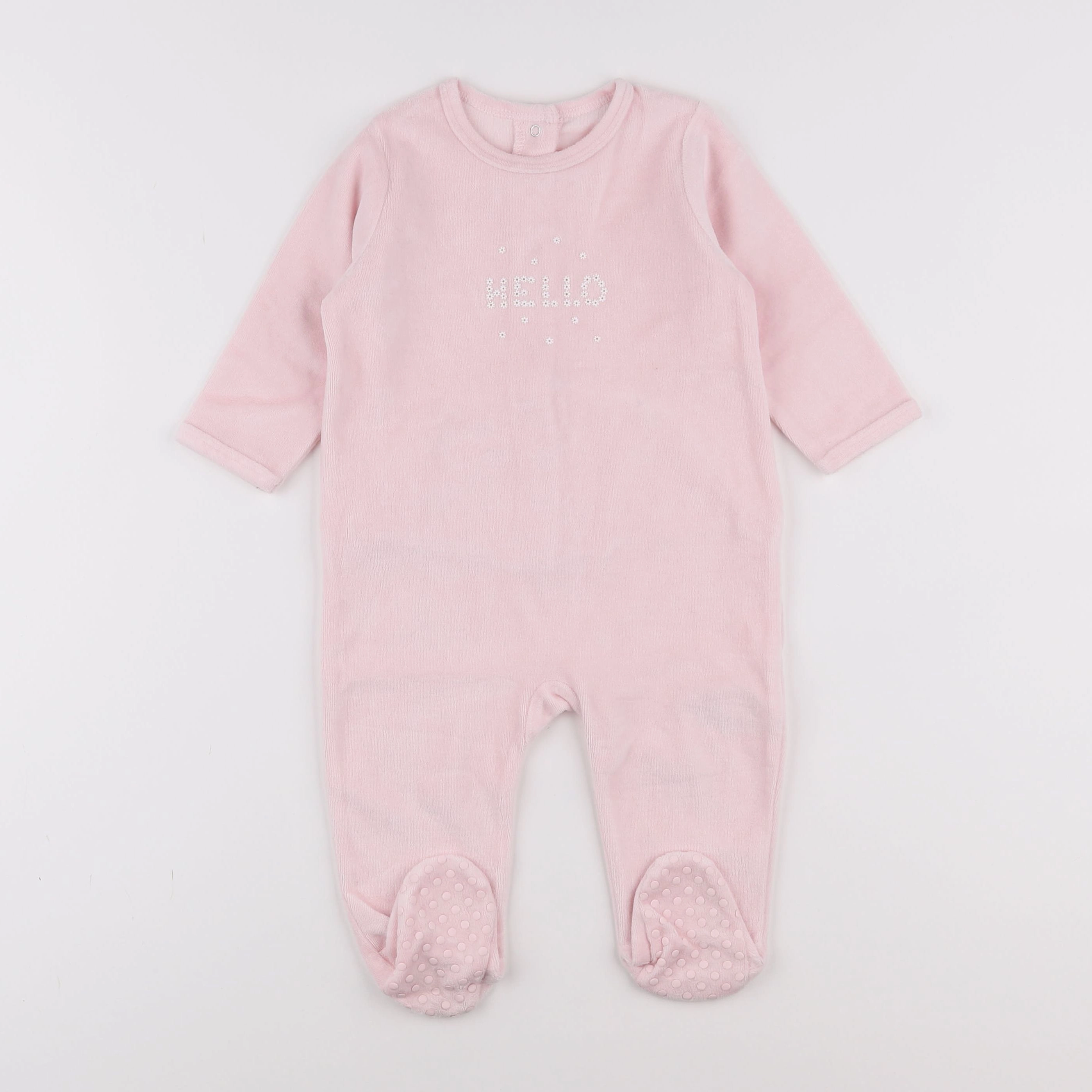 Vertbaudet - pyjama velours rose - 12 mois