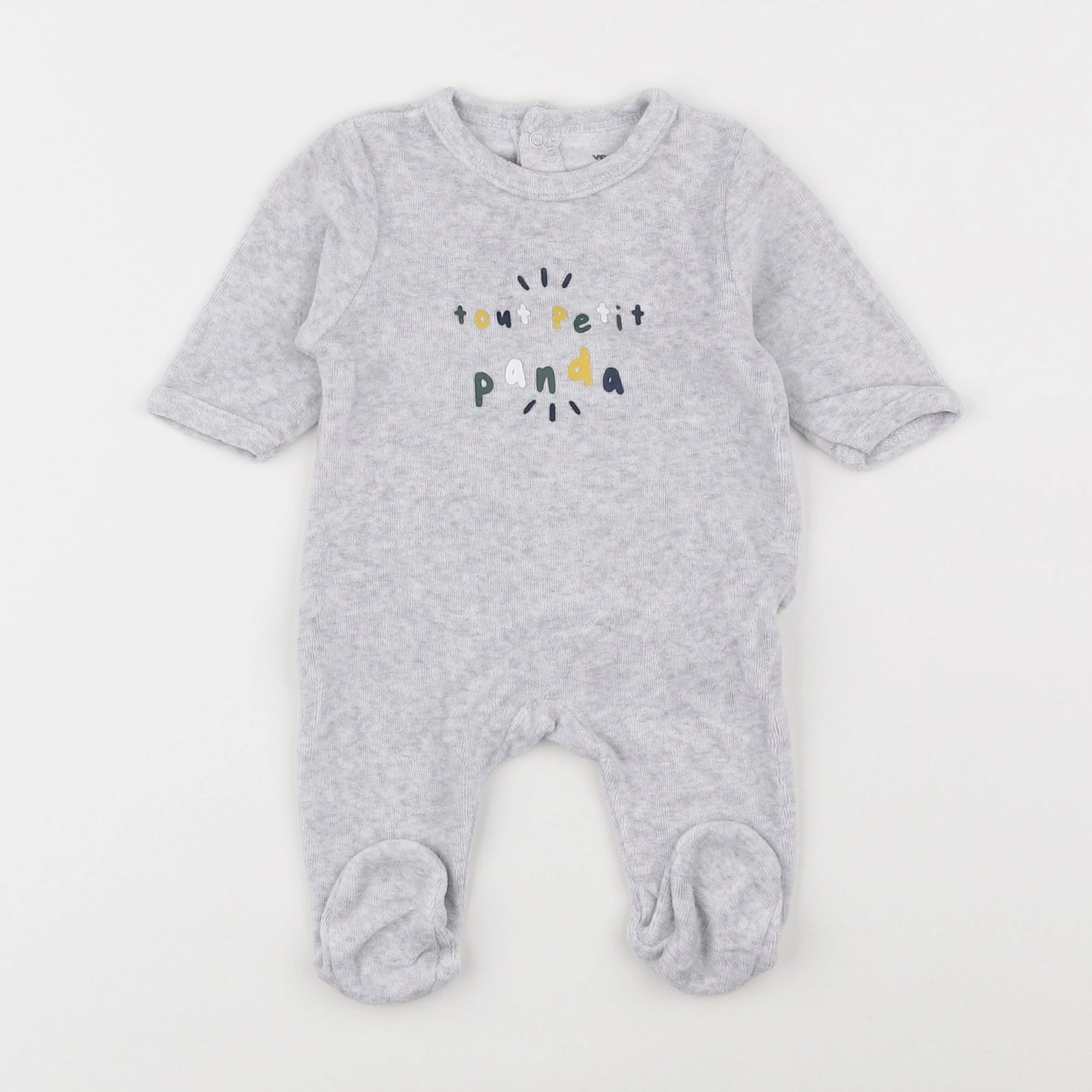 Vertbaudet - pyjama velours gris - 1 mois