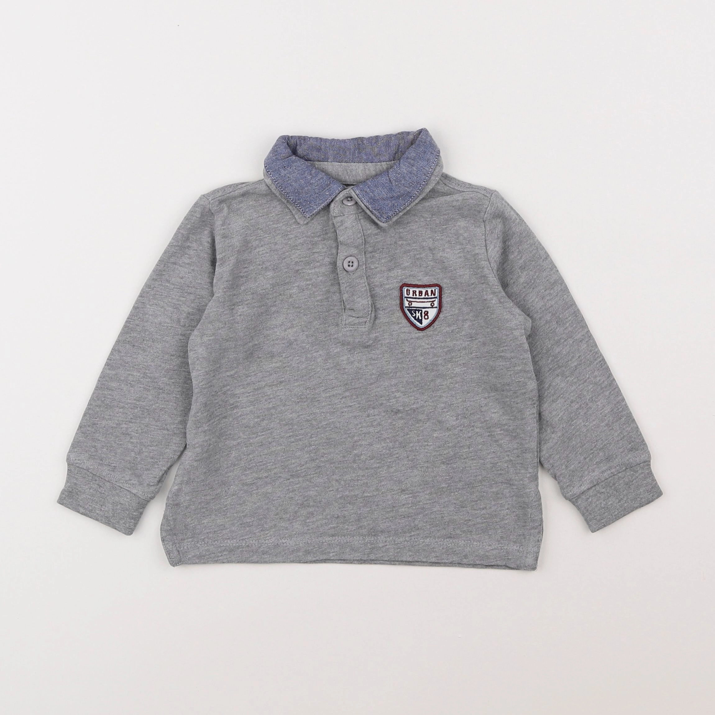 Vertbaudet - polo gris - 2 ans