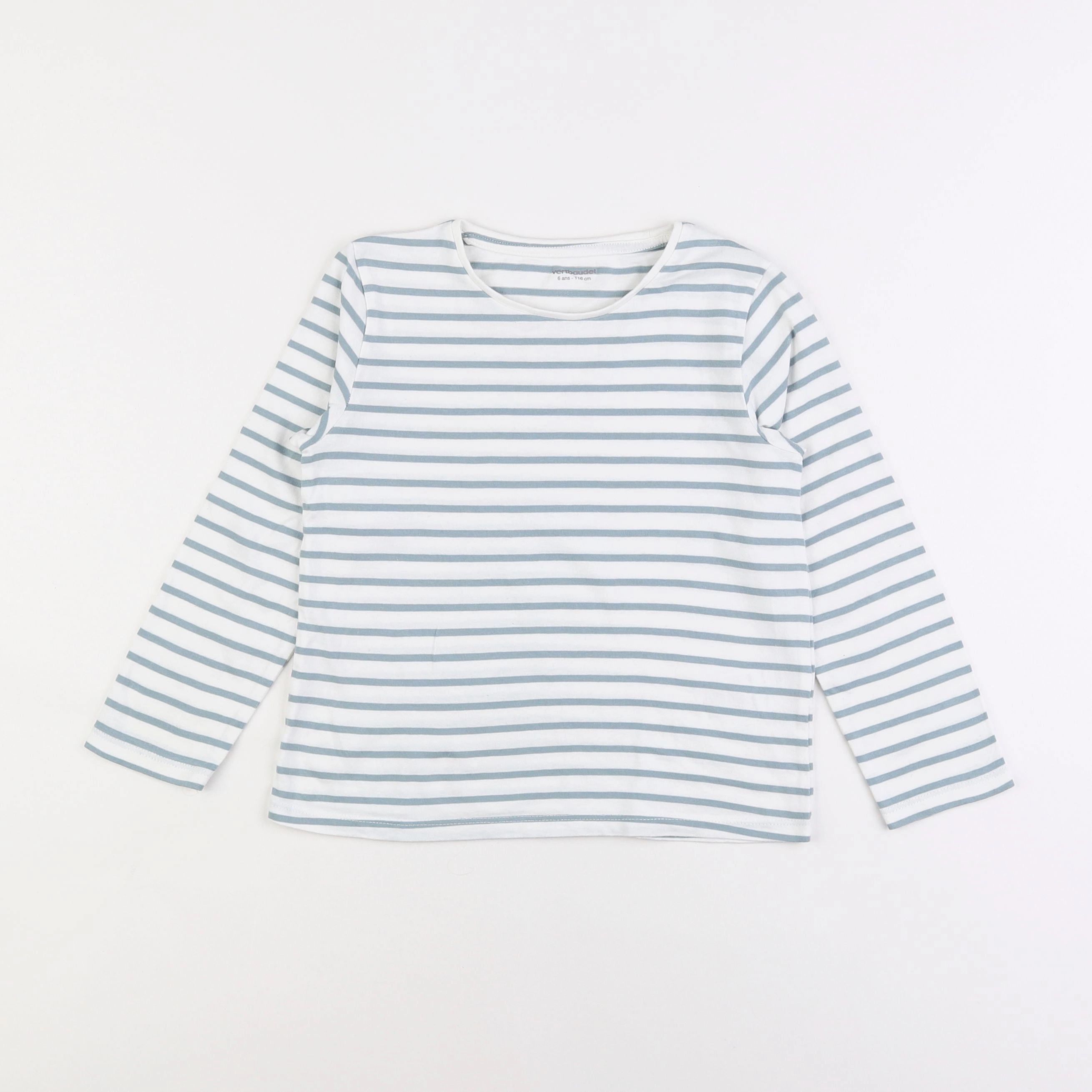 Vertbaudet - tee-shirt blanc, bleu - 6 ans