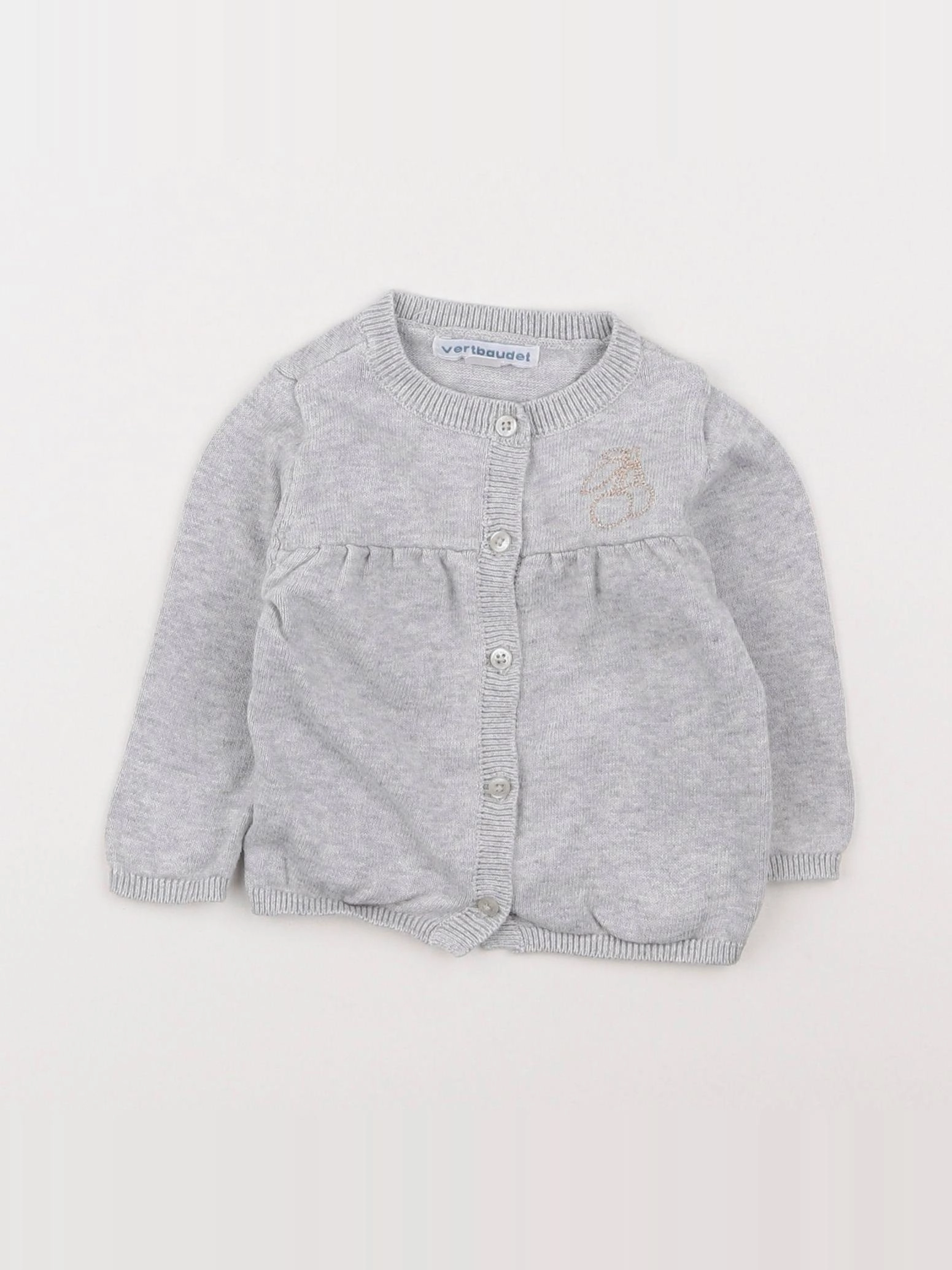 Vertbaudet - gilet gris - 9 mois