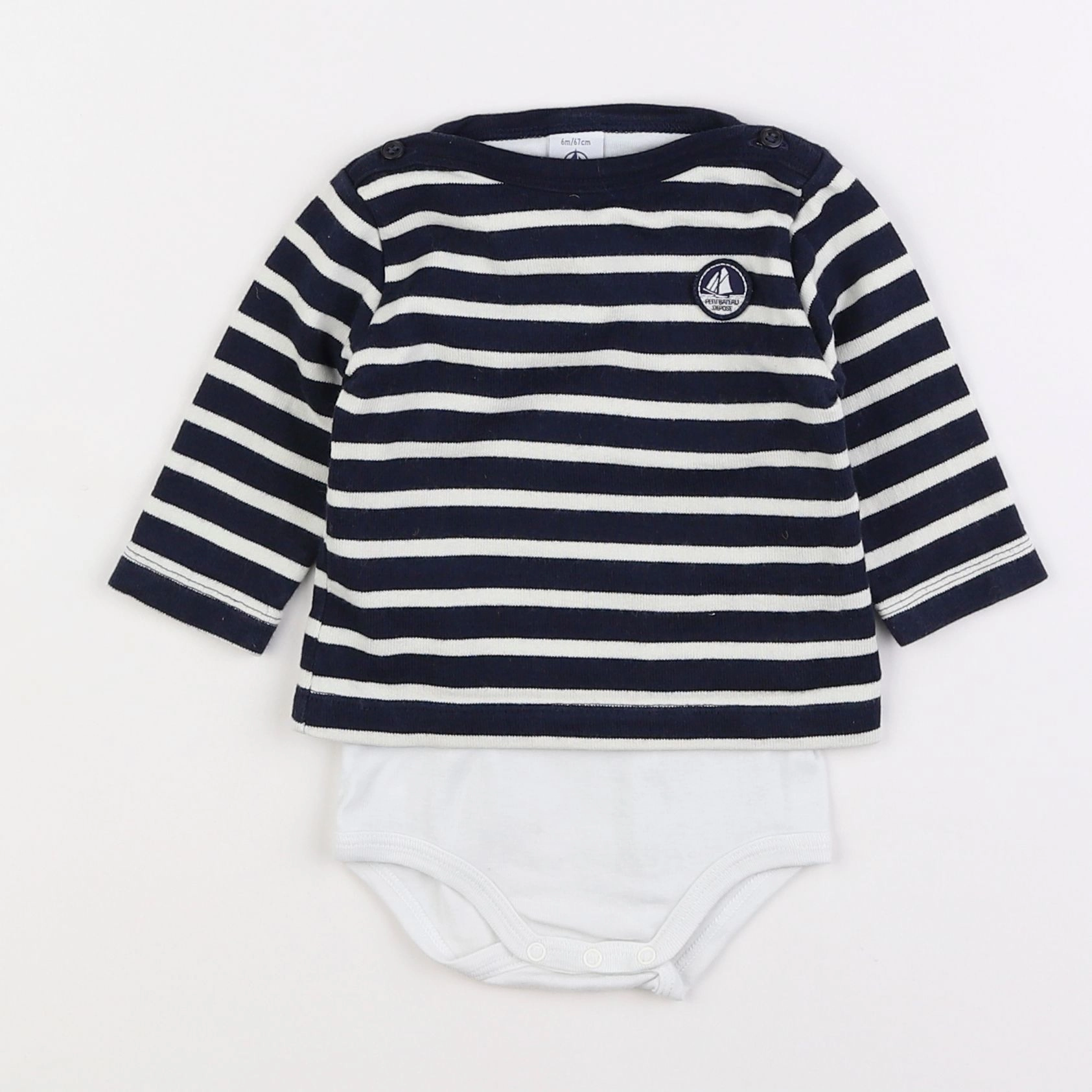 Petit Bateau - body tee-shirt bleu - 6 mois