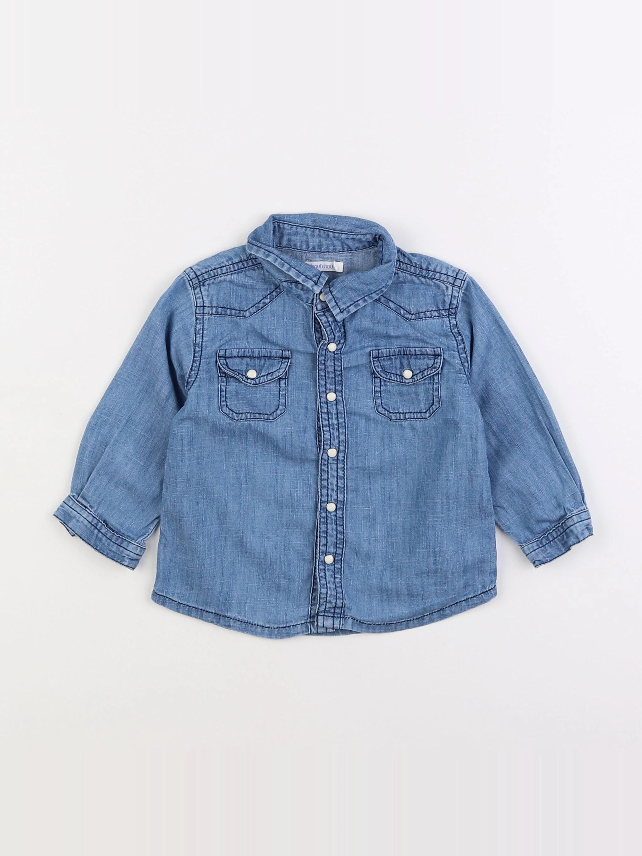 Boutchou - chemise bleu - 12 mois