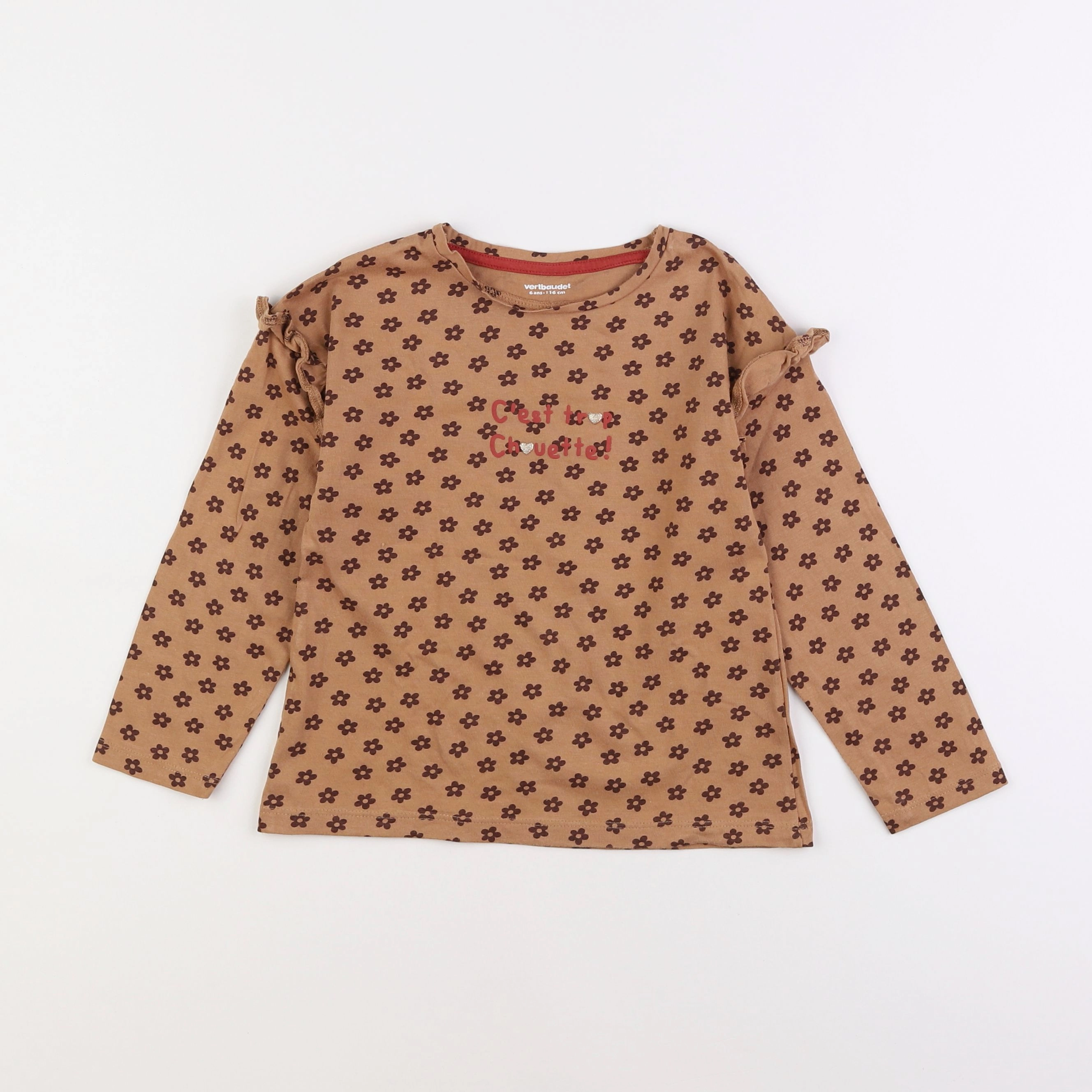 Vertbaudet - tee-shirt marron - 6 ans