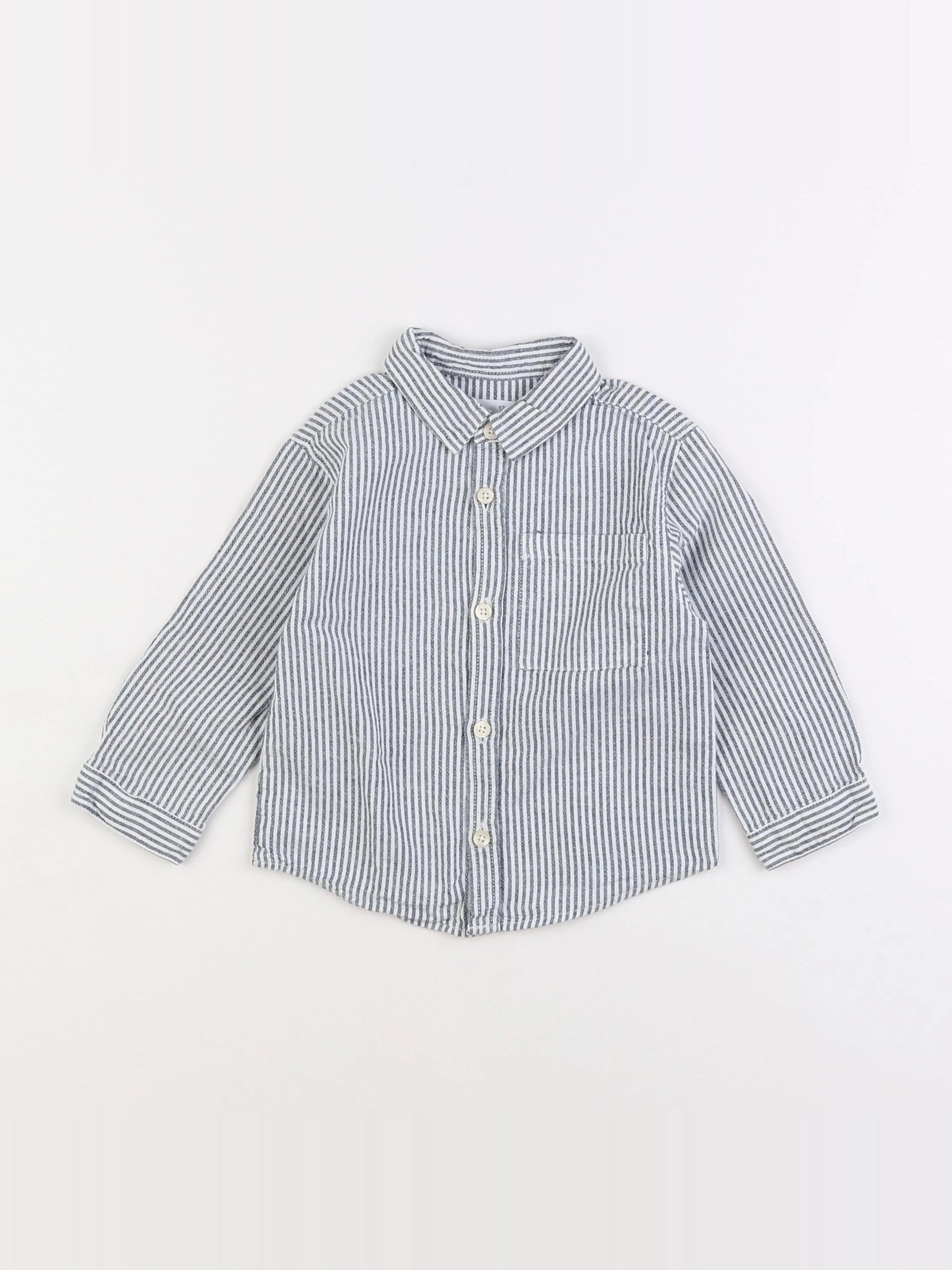 Zara - chemise gris, blanc - 12/18 mois