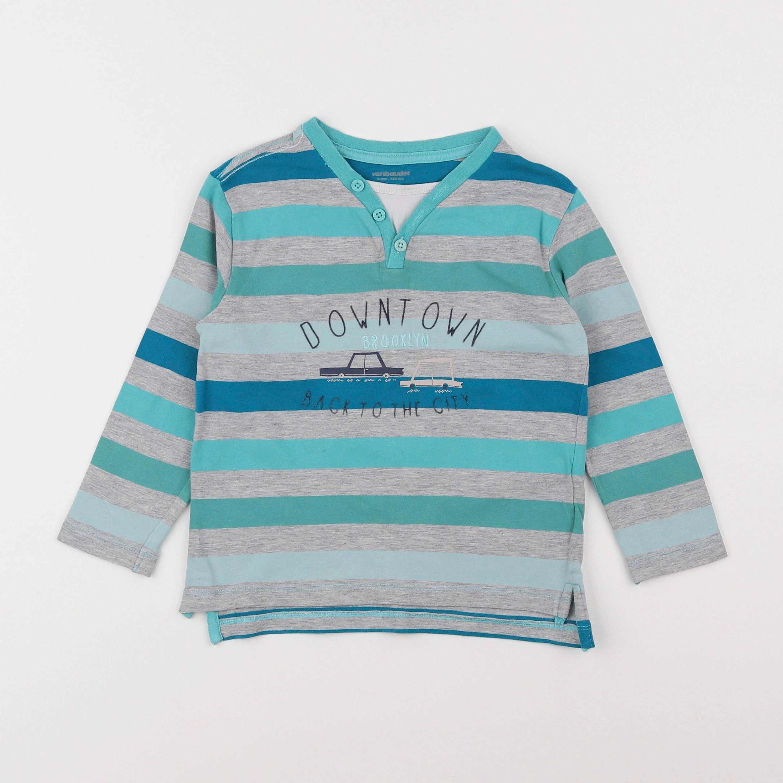 Vertbaudet - tee-shirt gris, bleu - 4 ans