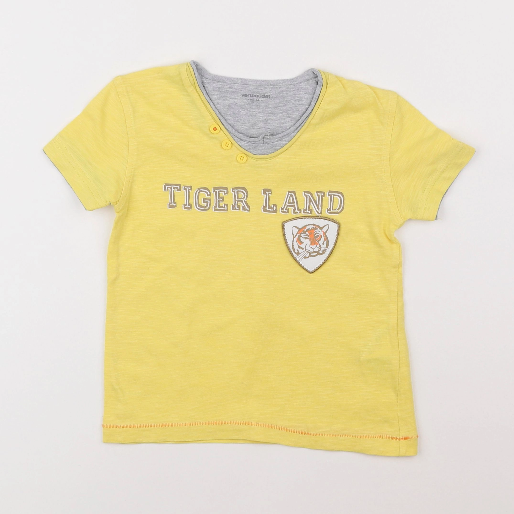 Vertbaudet - tee-shirt gris, jaune - 3 ans