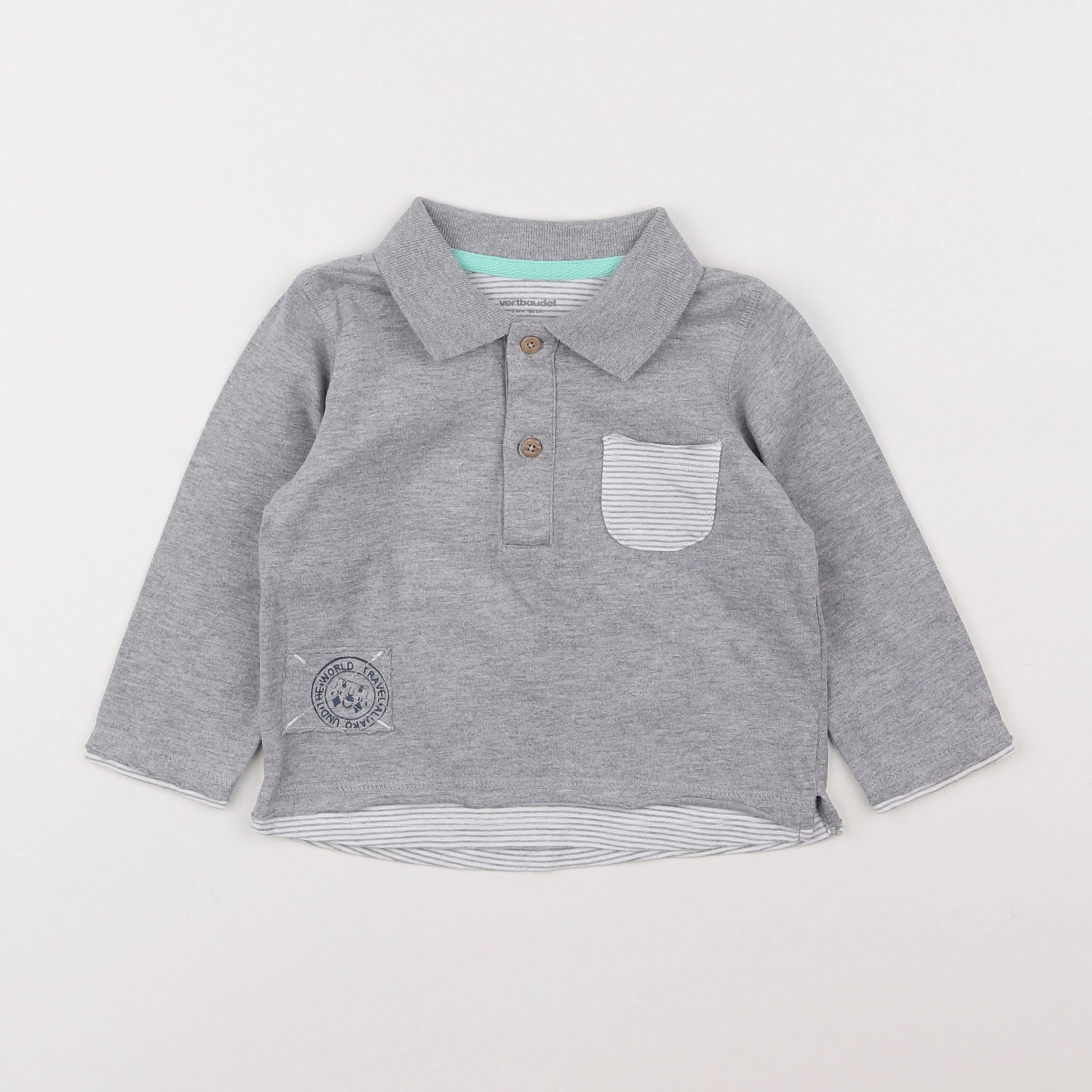 Vertbaudet - polo gris - 2 ans