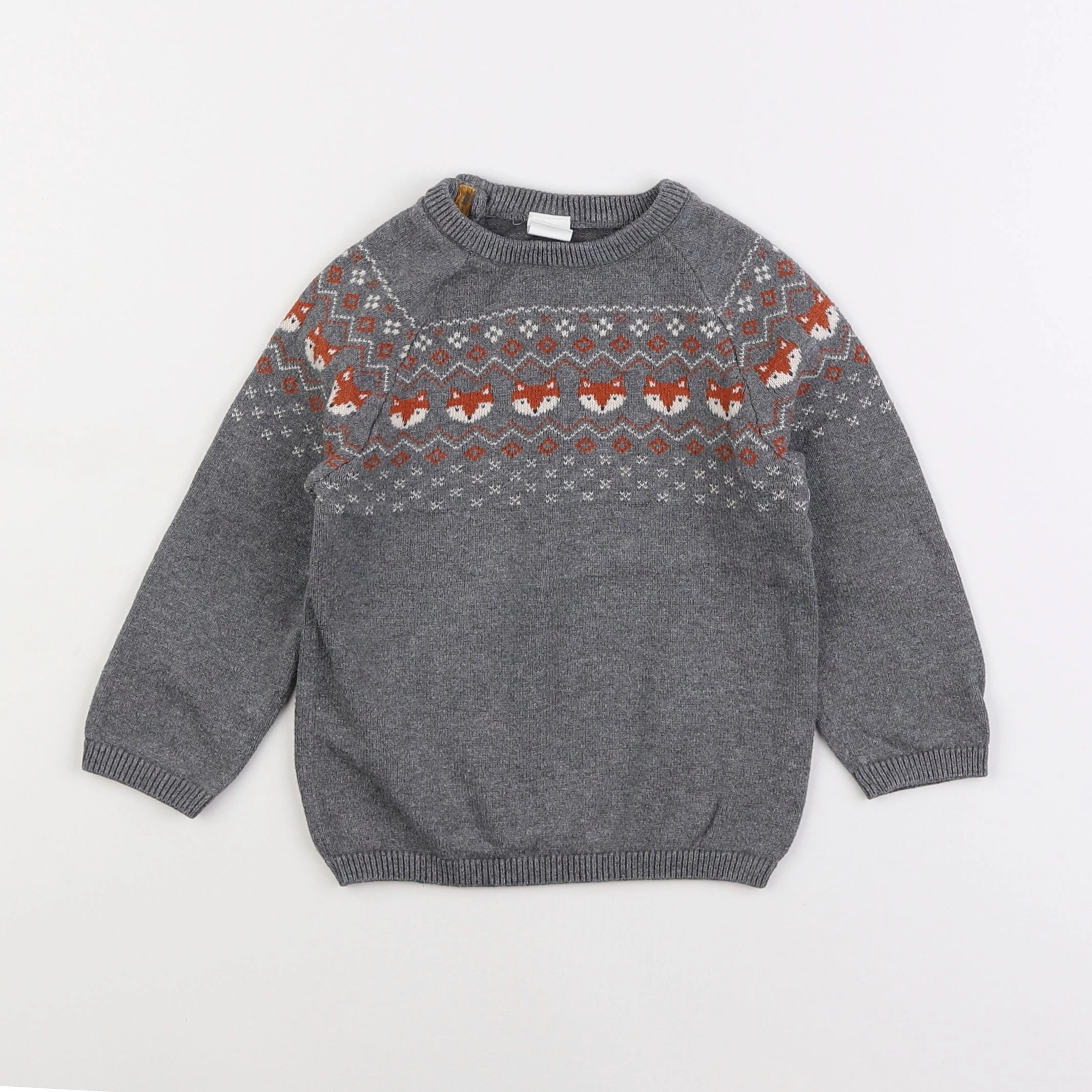 H&M - pull gris - 12/18 mois