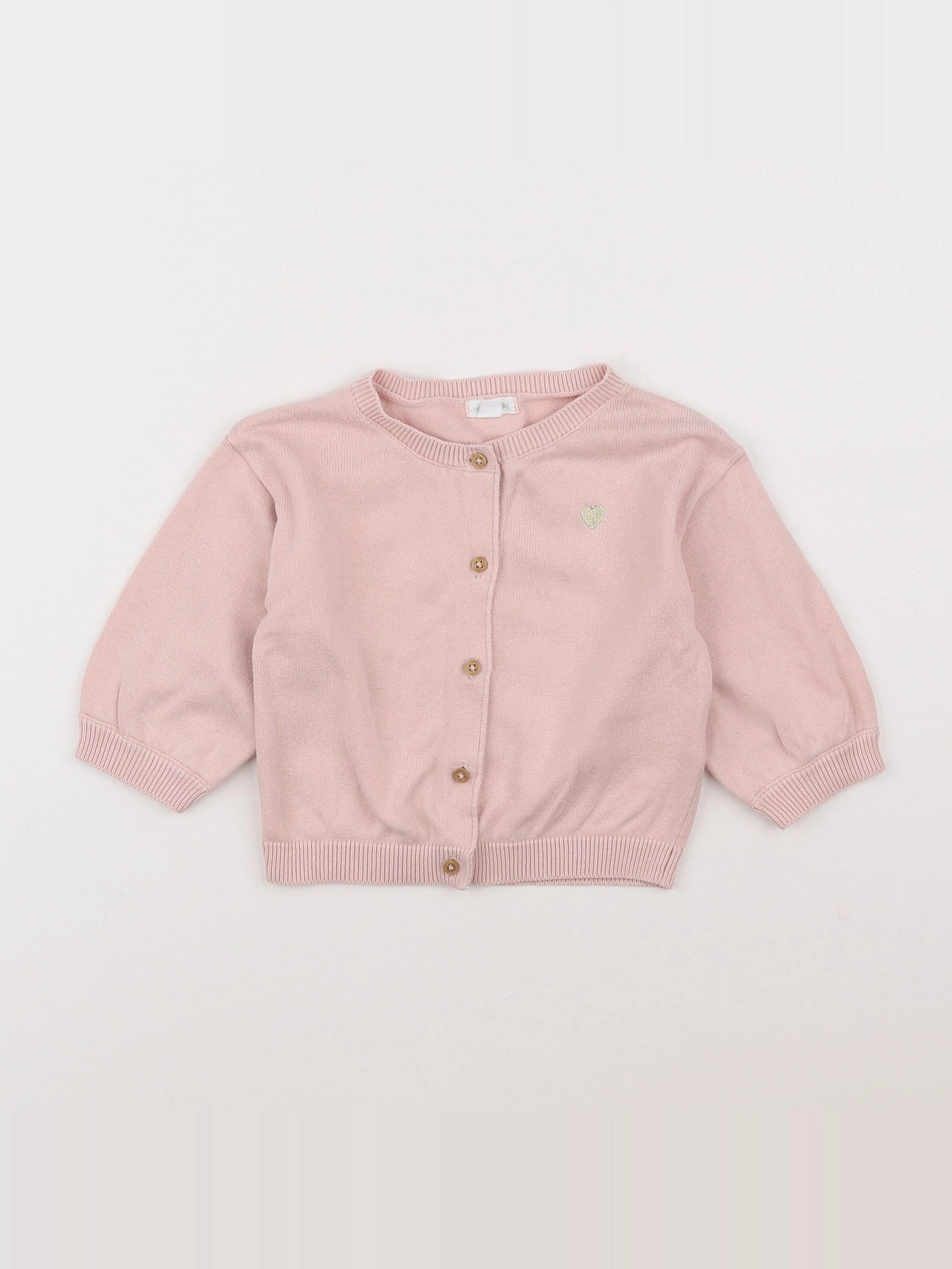 Vertbaudet - gilet rose - 12 mois