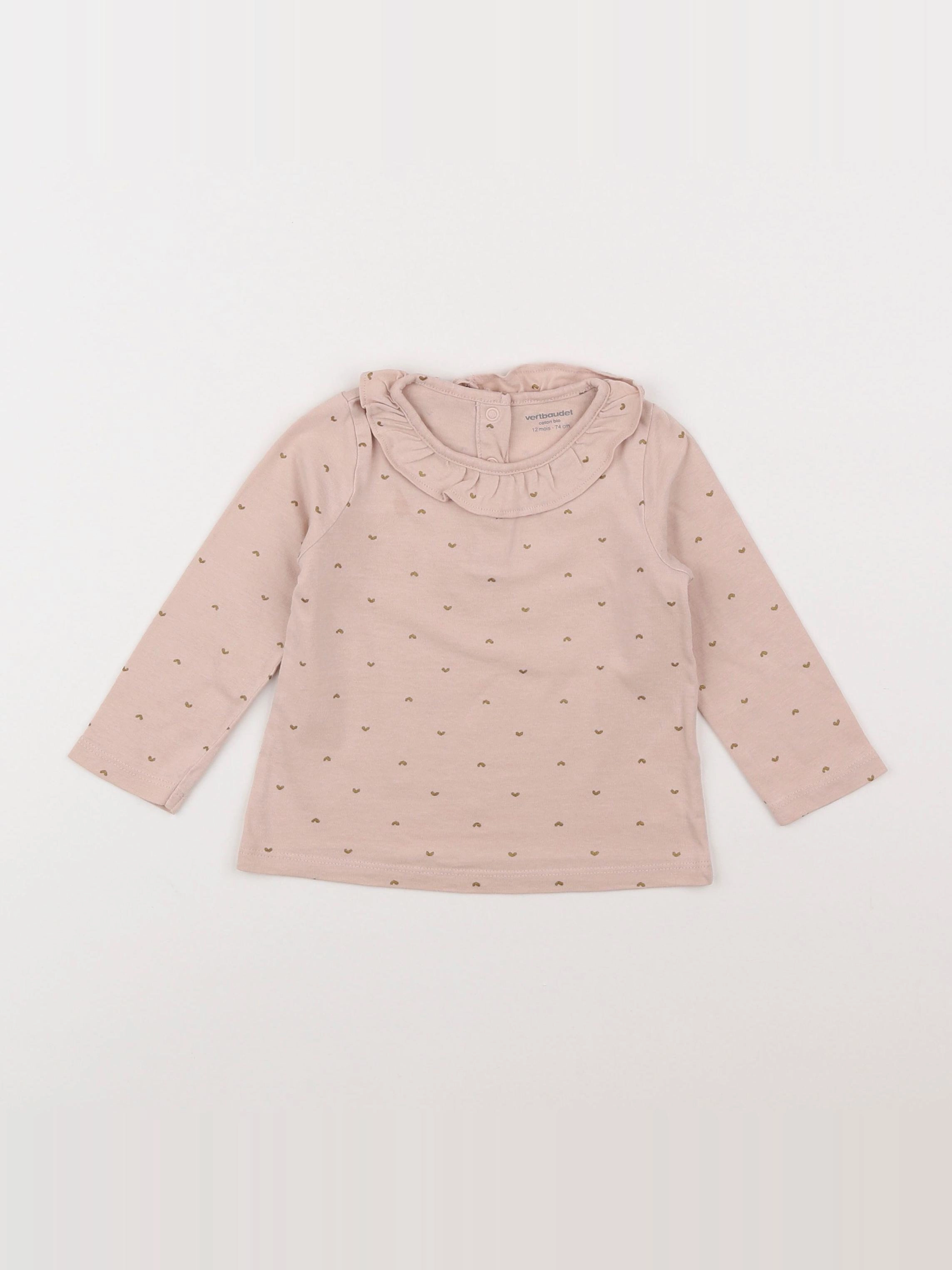Vertbaudet - tee-shirt rose - 12 mois