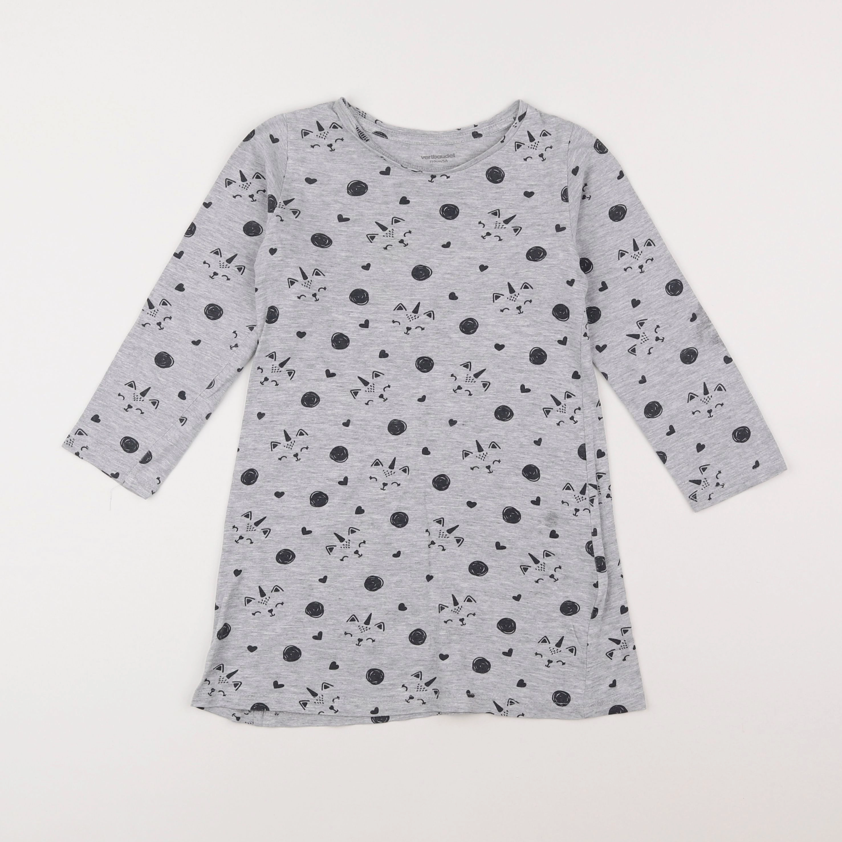 Vertbaudet - chemise de nuit coton gris - 5 ans