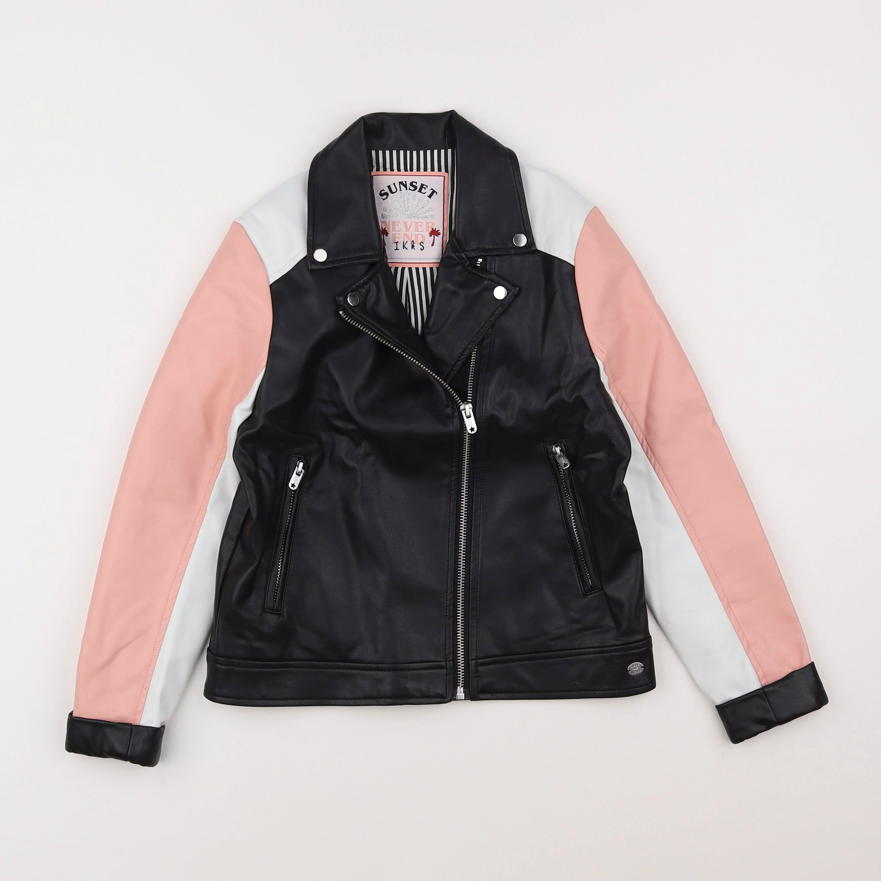IKKS - veste simili cuir rose - 10 ans