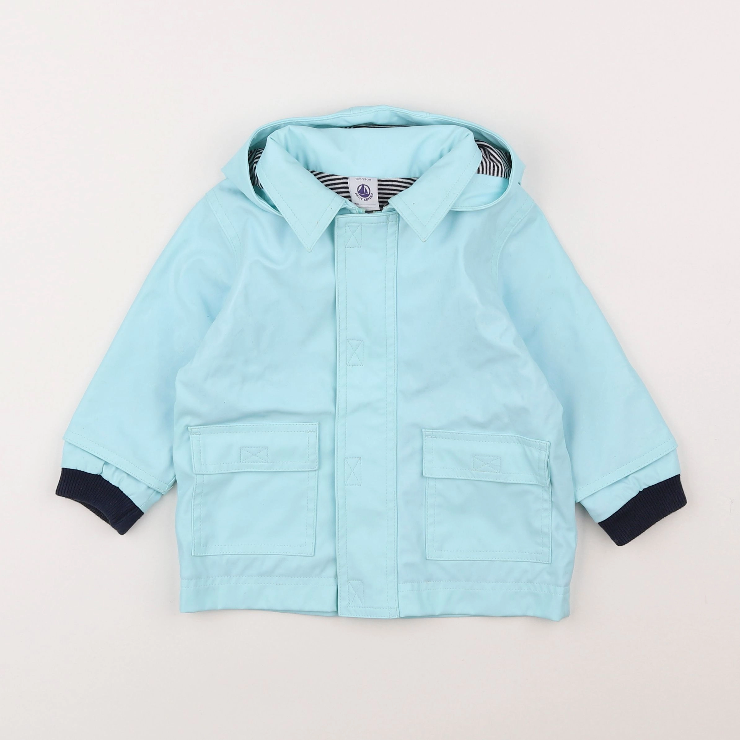 Petit Bateau - imperméable bleu - 12 mois