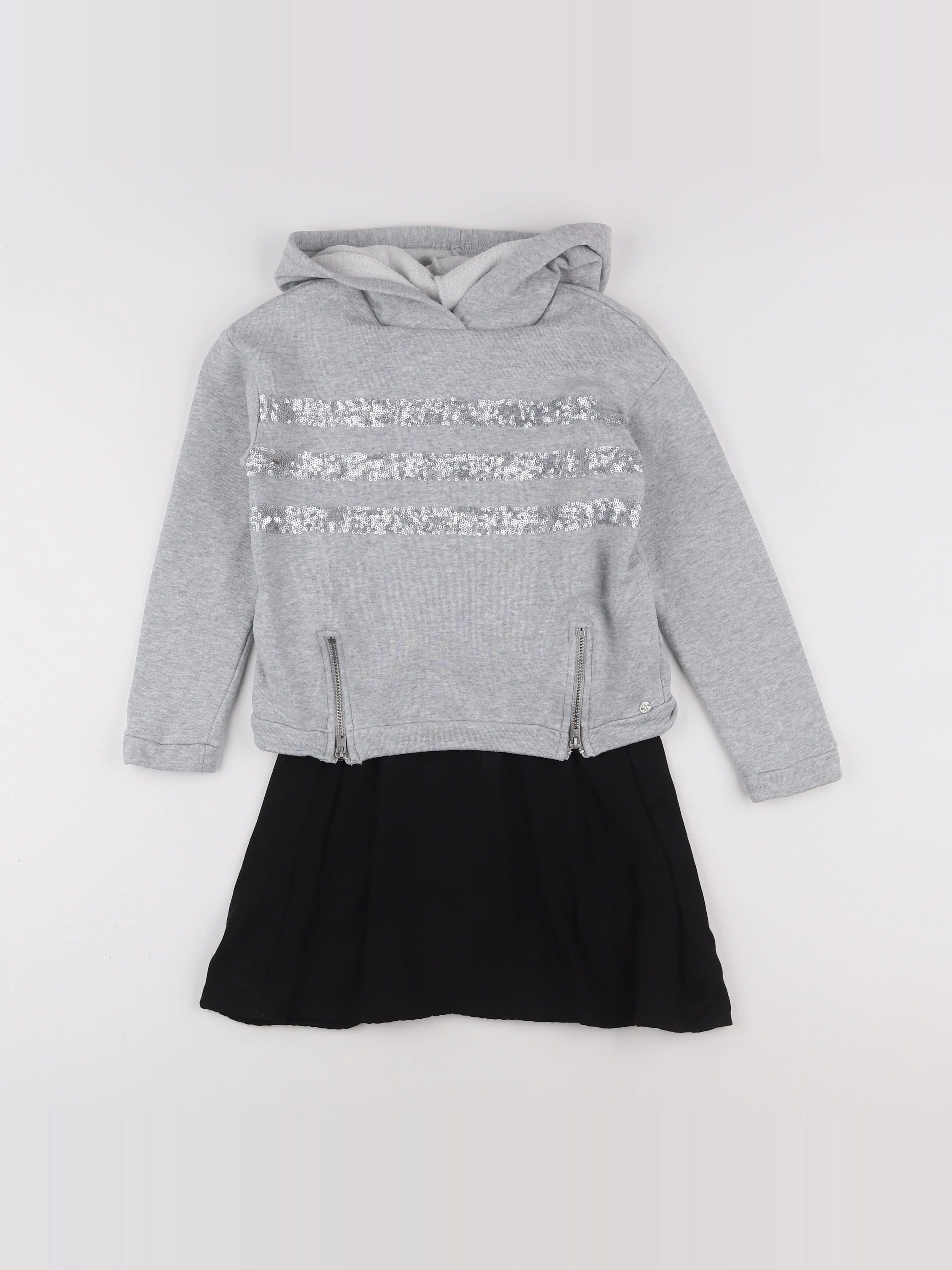 IKKS - robe gris, noir - 8 ans