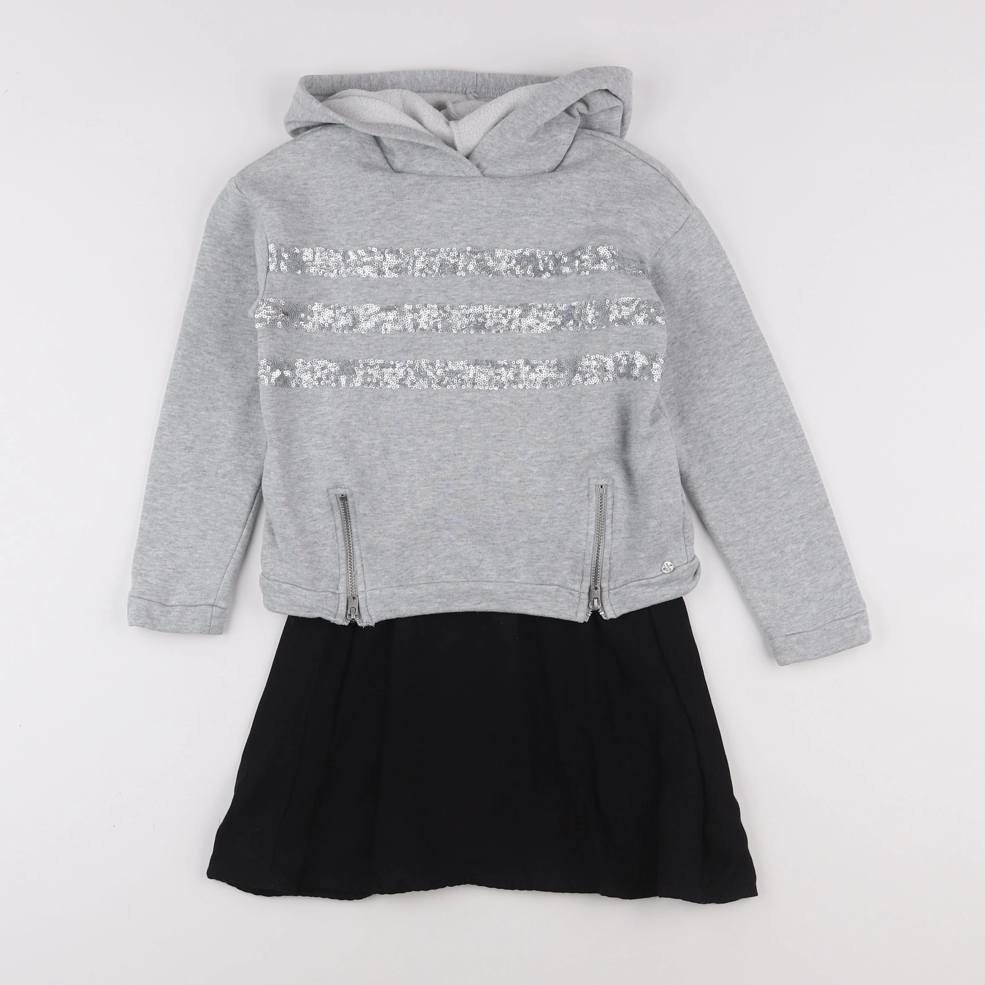 IKKS - robe gris, noir - 8 ans