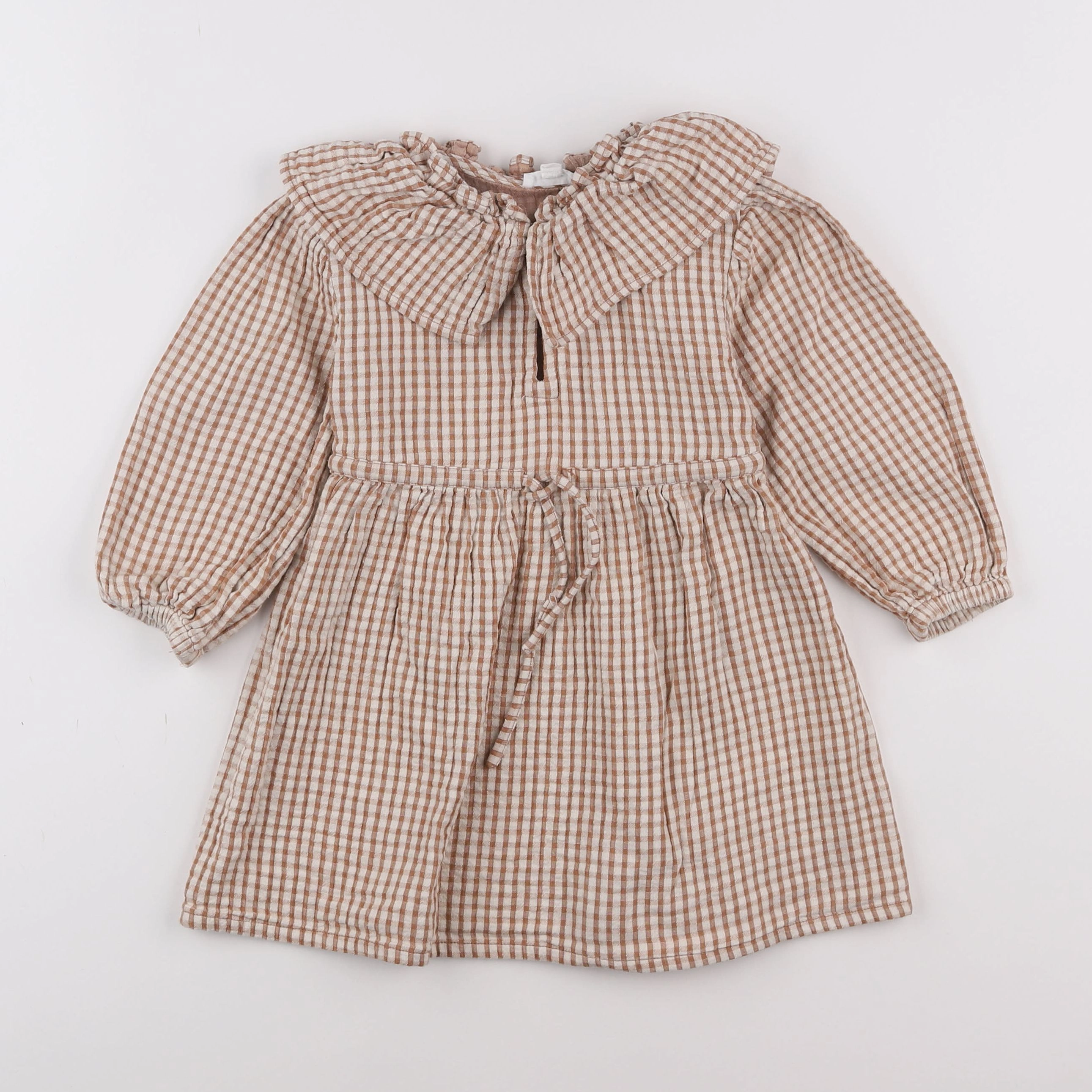 Vertbaudet - robe blanc, marron - 3 ans