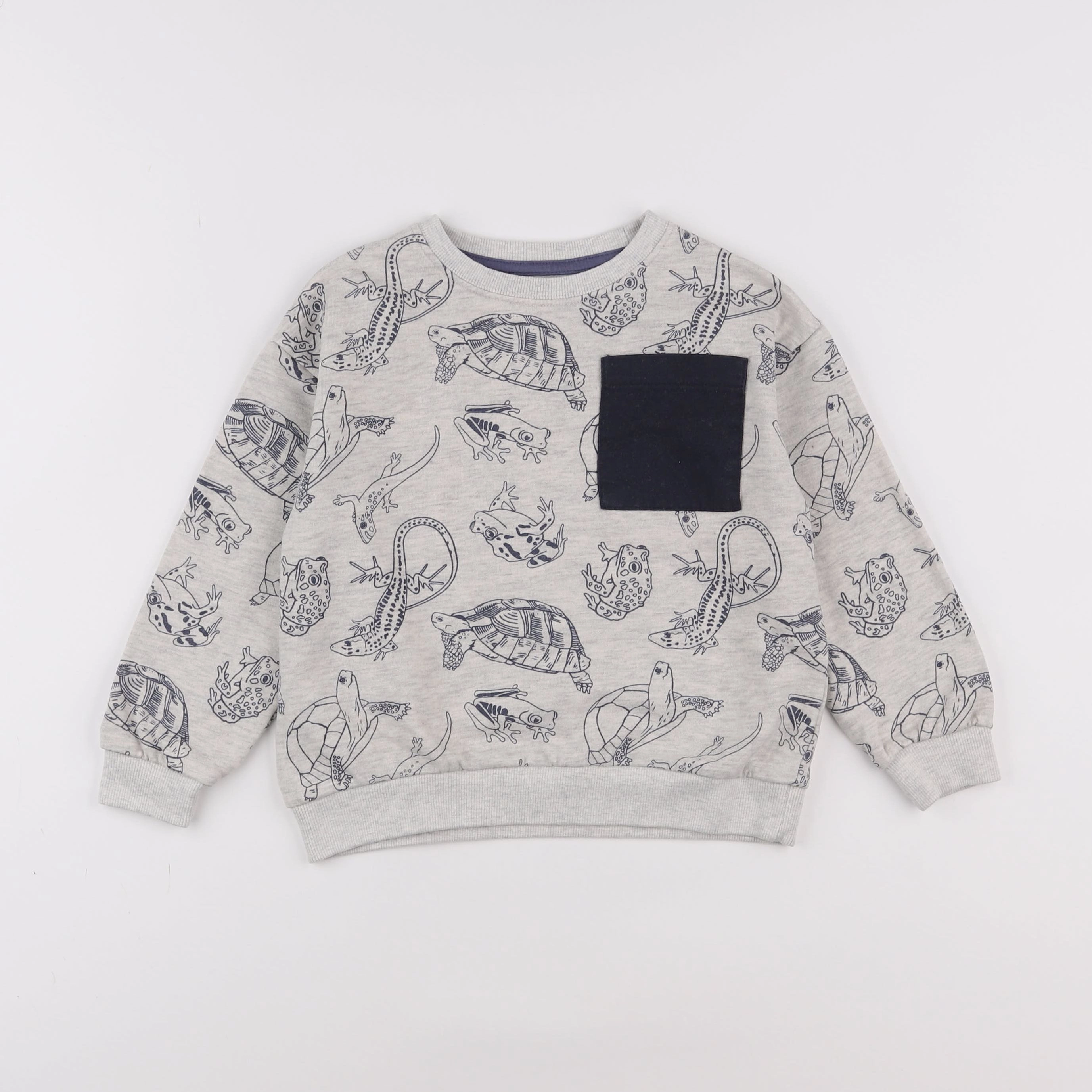 Vertbaudet - sweat gris, bleu - 5 ans