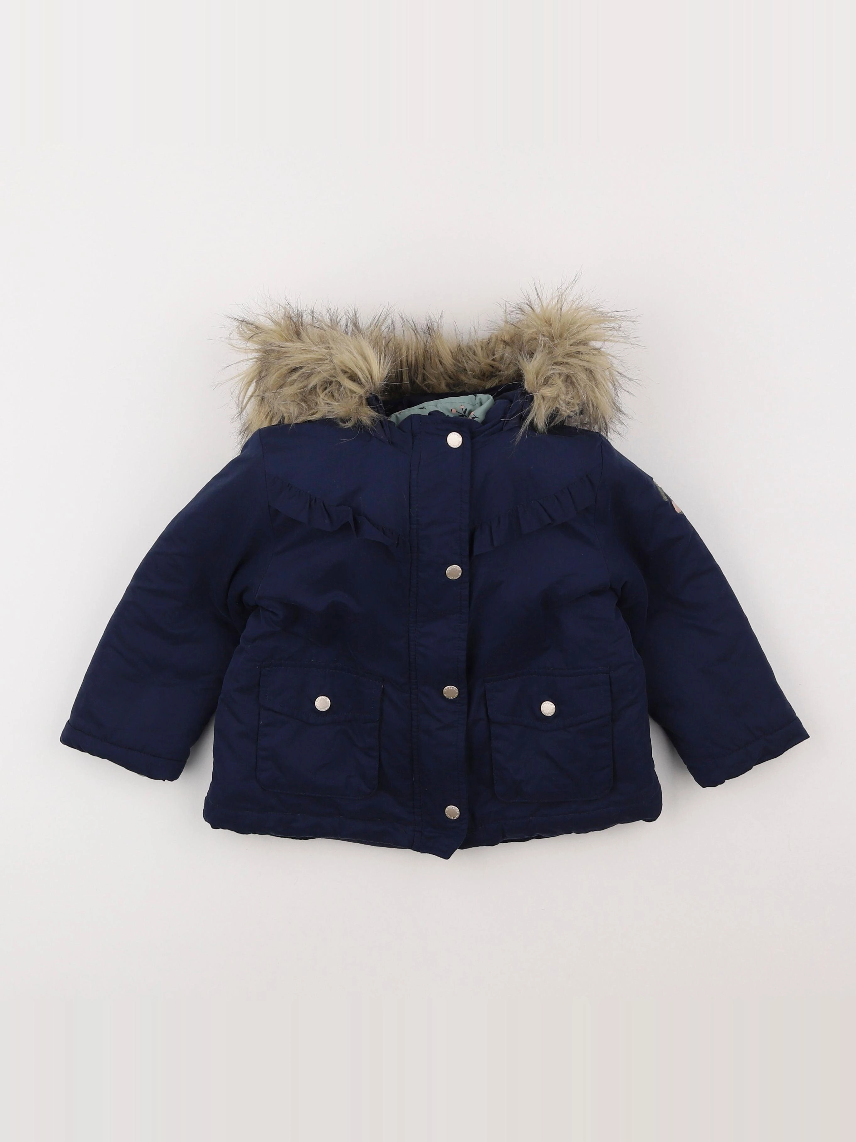 Vertbaudet - manteau doublure amovible bleu - 2 ans