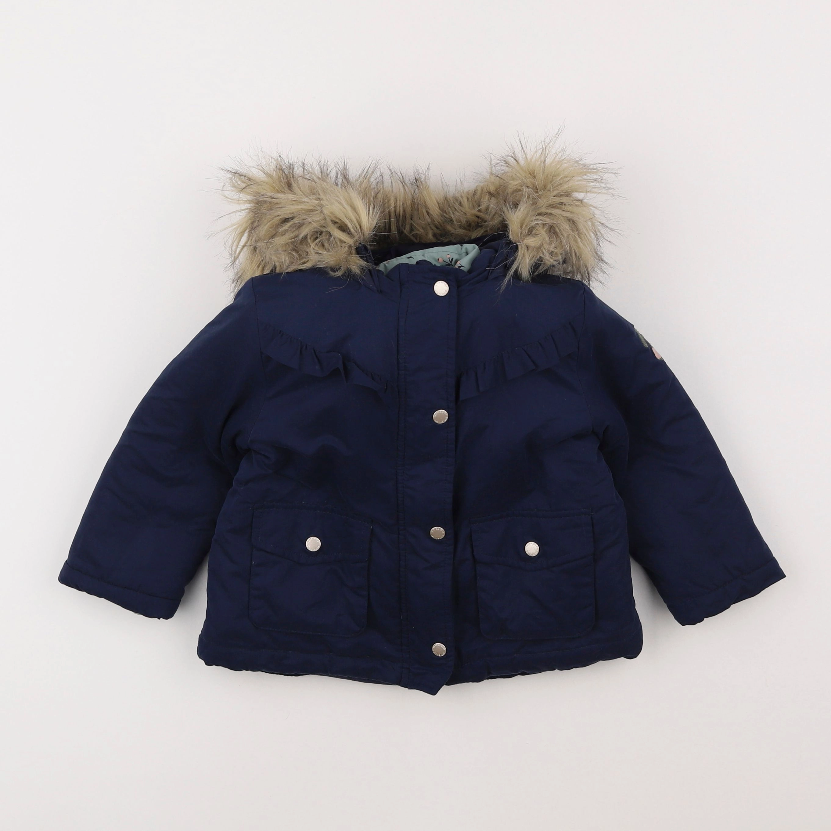 Vertbaudet - manteau doublure amovible bleu - 2 ans