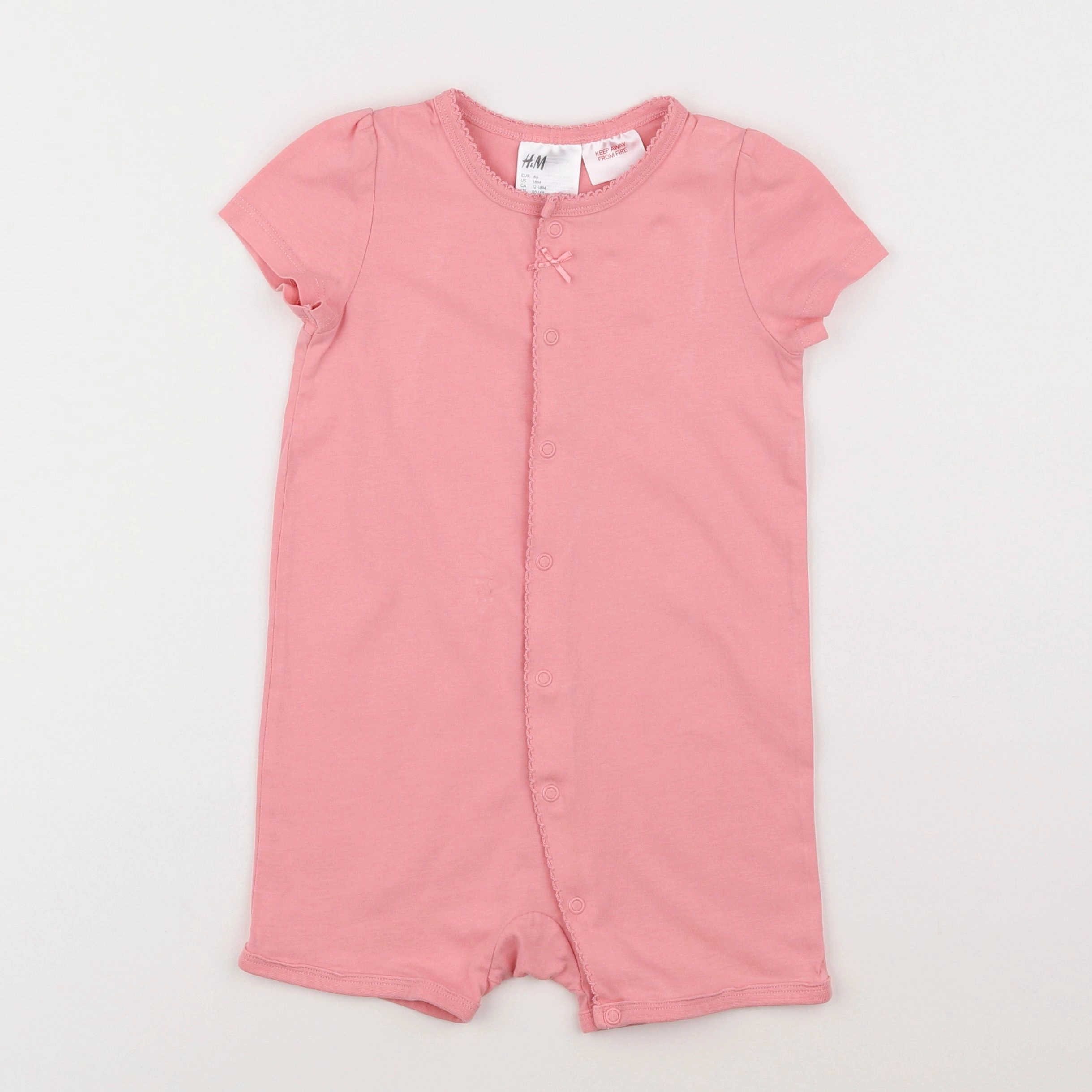 H&M - pyjama coton rose - 12/18 mois