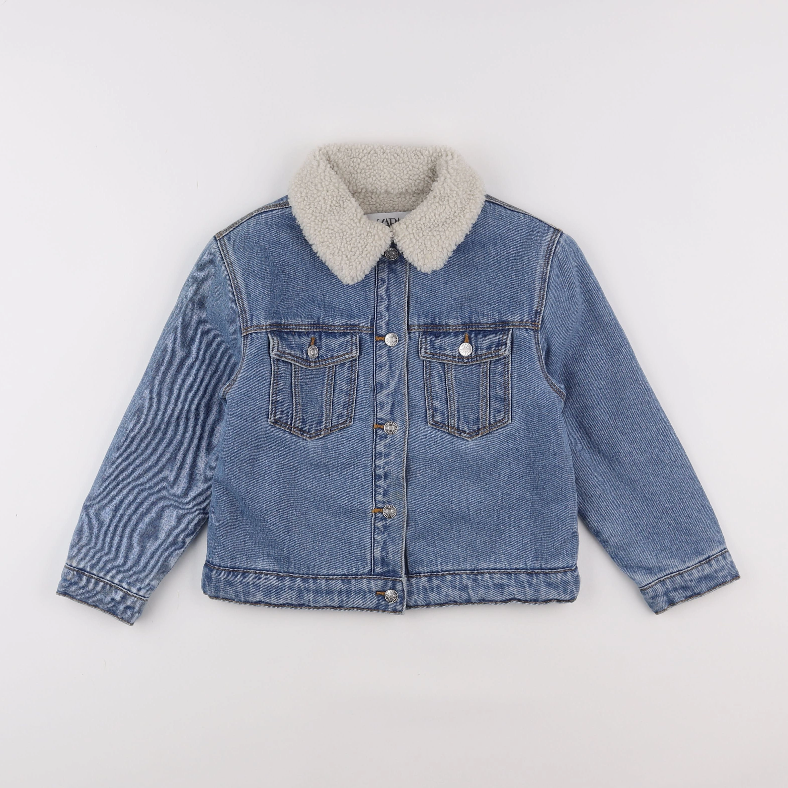 Zara - veste doublé, imprimé au dos bleu - 4/5 ans