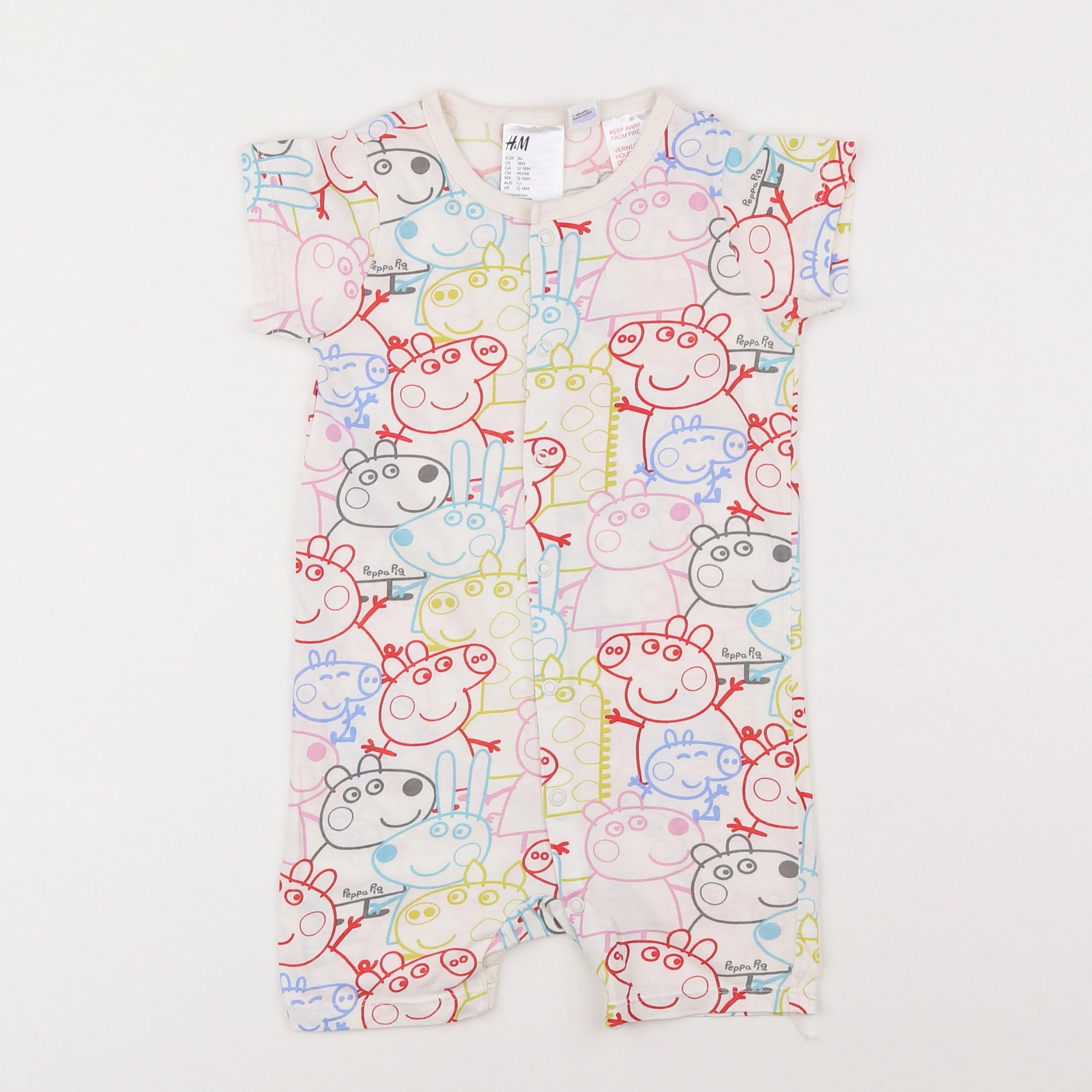 H&M - pyjama coton multicolore - 12/18 mois