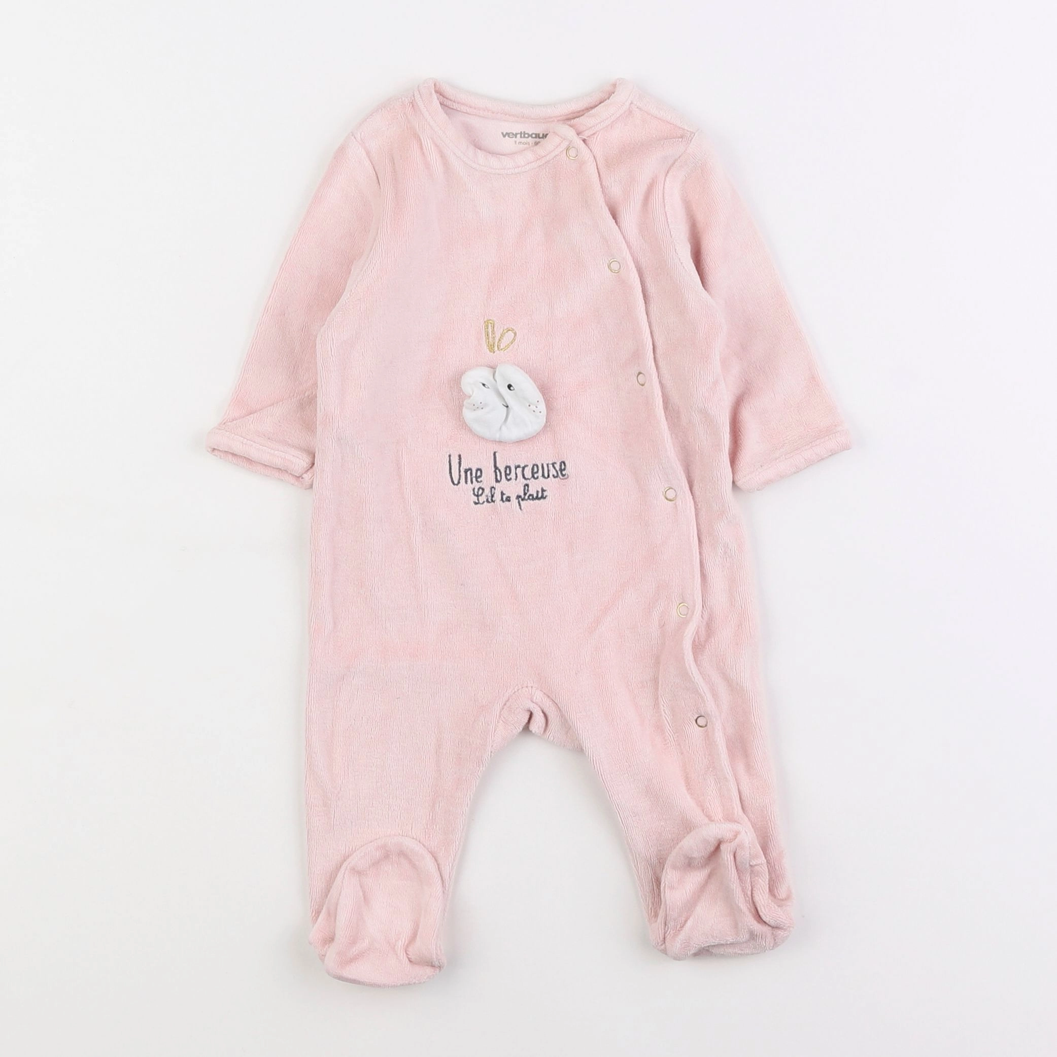 Vertbaudet - pyjama velours rose - 3 mois