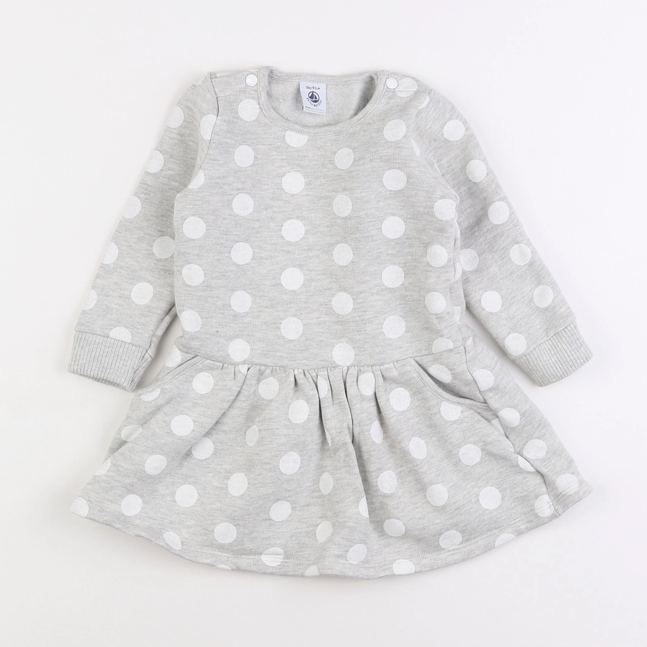 Petit Bateau - robe gris - 18 mois