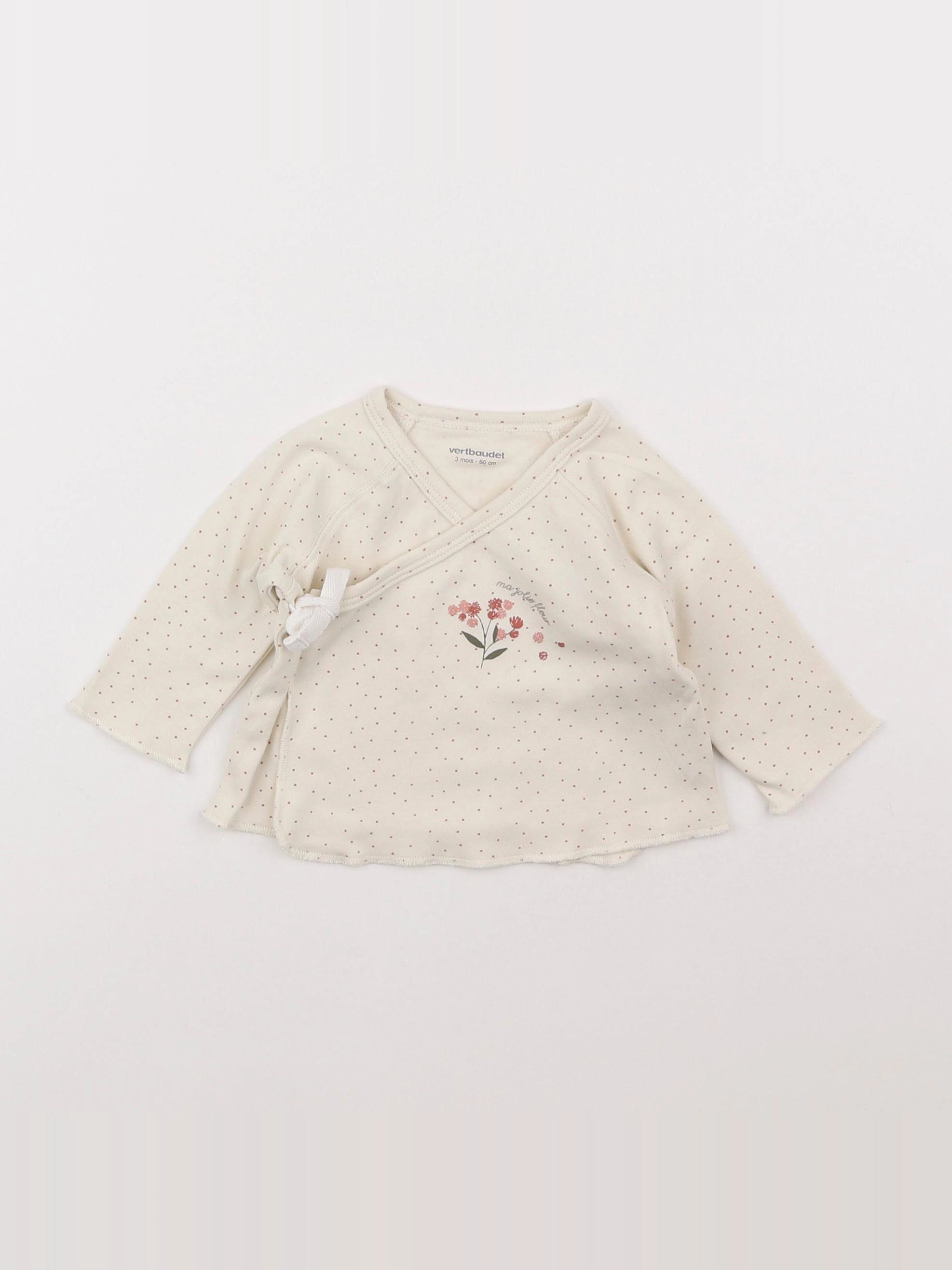 Vertbaudet - tee-shirt beige - 3 mois