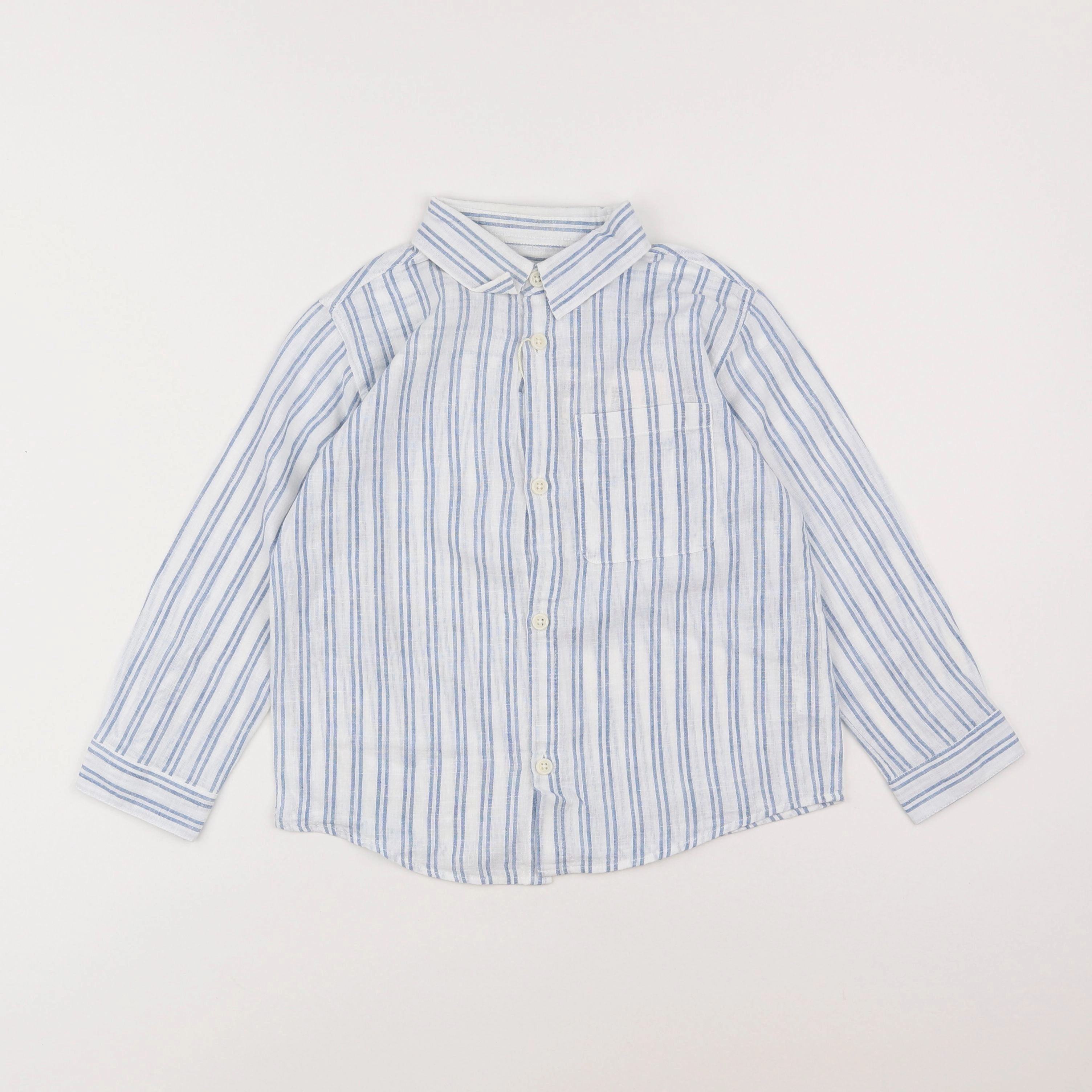 Zara - chemise bleu, blanc - 4/5 ans