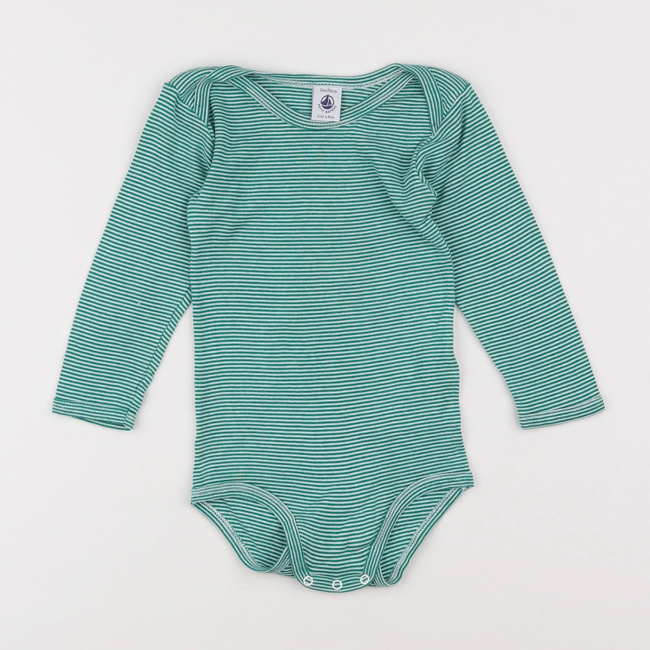 Petit Bateau - body vert - 2 ans