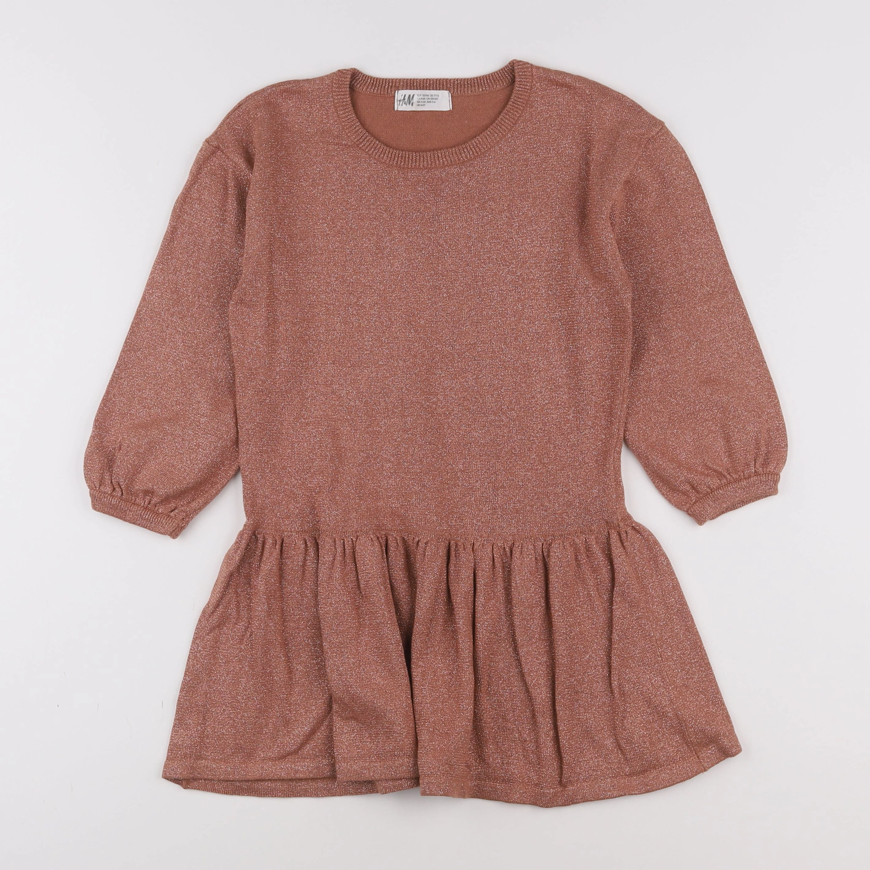 H&M - robe marron, or - 4/6 ans